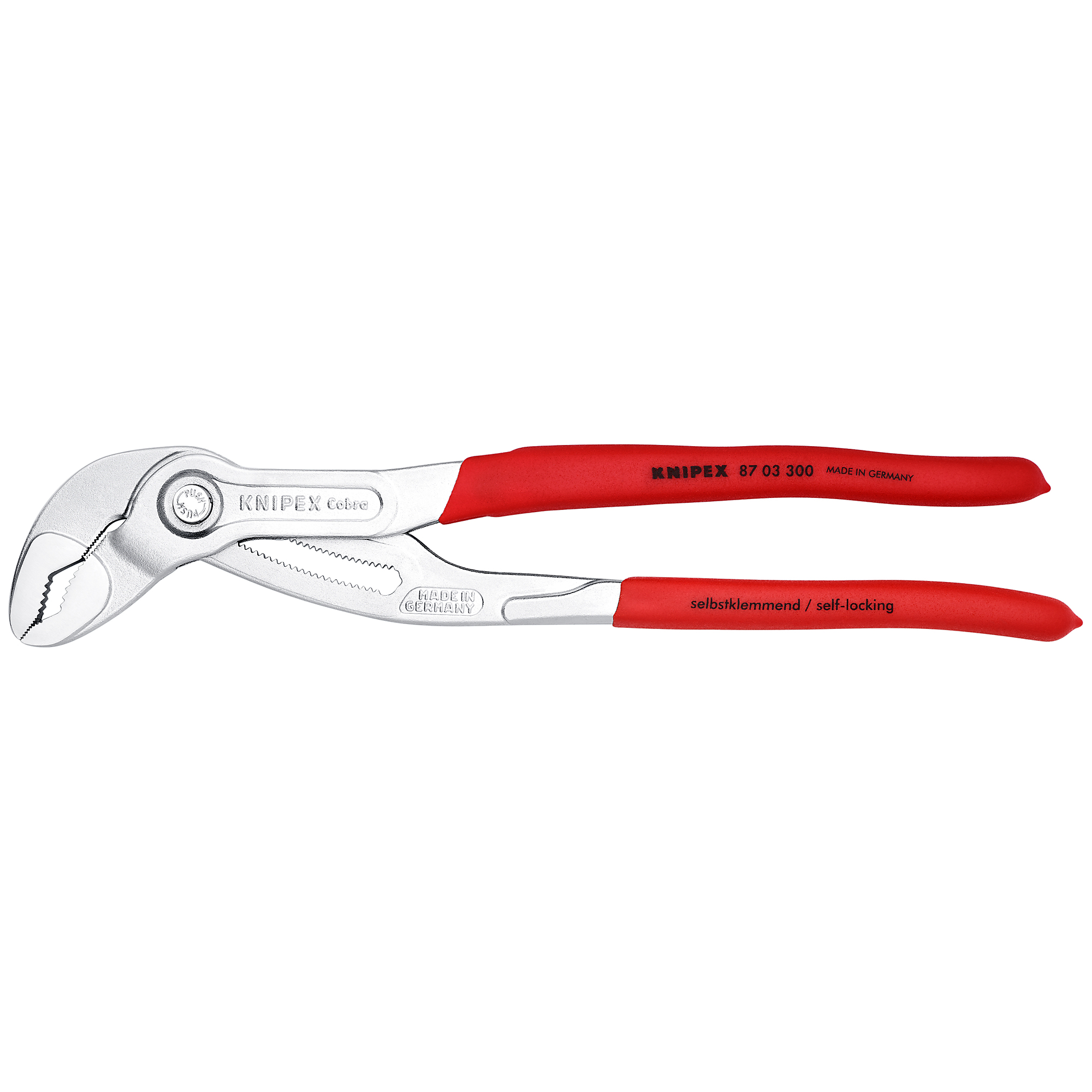KNIPEX Cobra Water Pump Pliers - 12in., Chrome Vanadium, 2.75in. Jaw Capacity, Plastic Coating, Model# 87 03 300