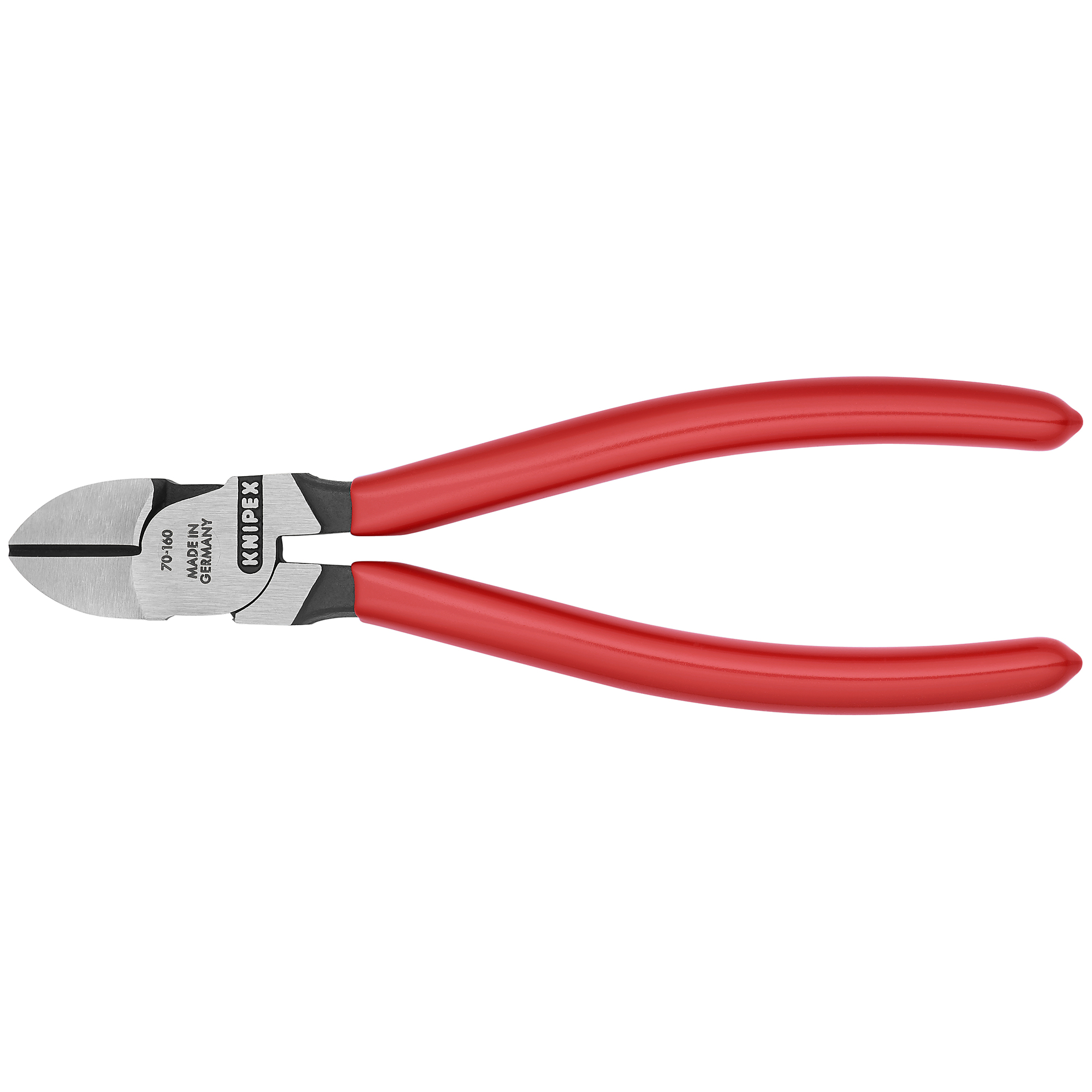 KNIPEX Diagonal Cutters - 6.25in., Plastic Coating, Vanadium Steel, 0.156in. Jaw Capacity, Model# 70 01 160