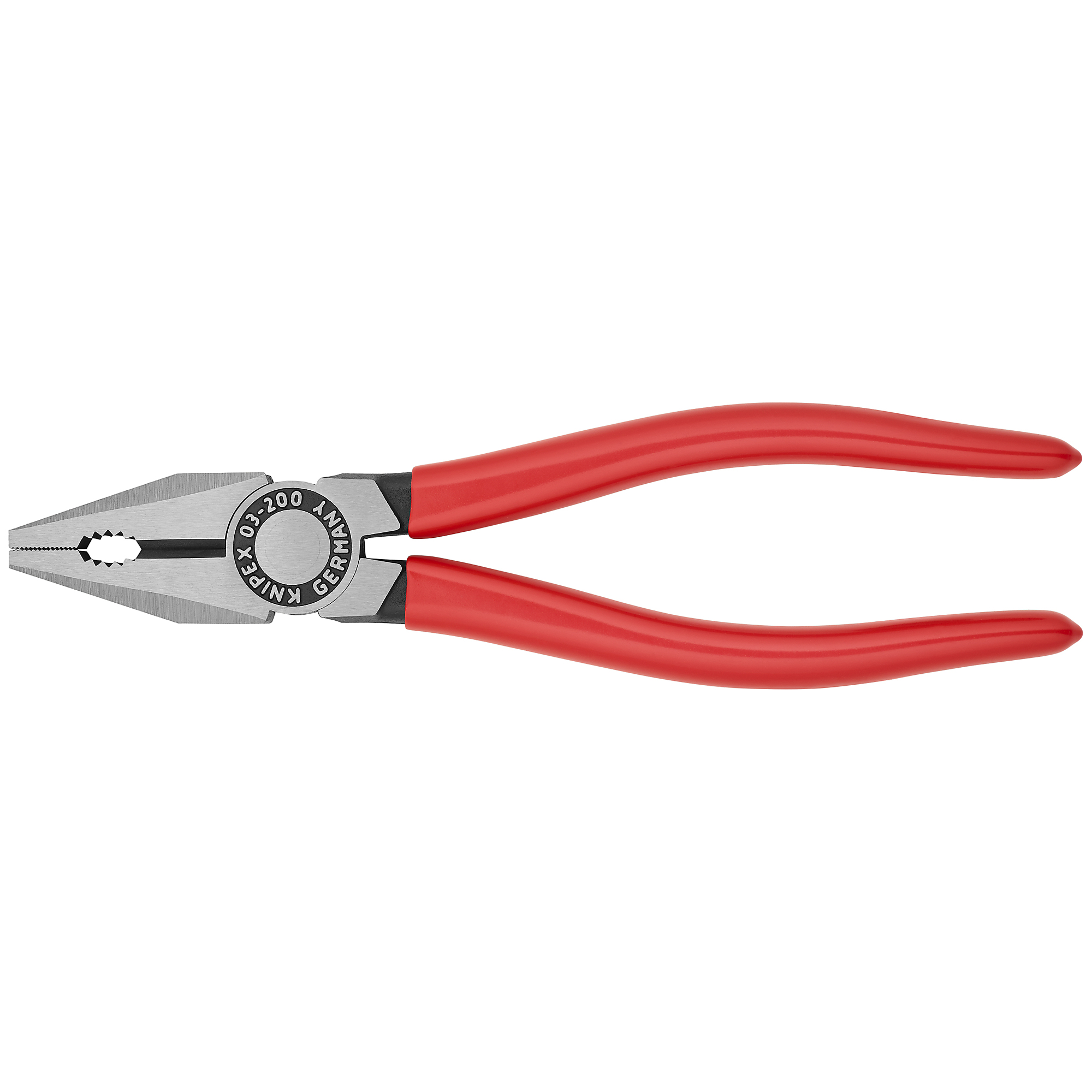 KNIPEX Combination Pliers - 8in., Plastic Coating, Steel, 0.5in. Jaw Capacity, Model# 03 01 200