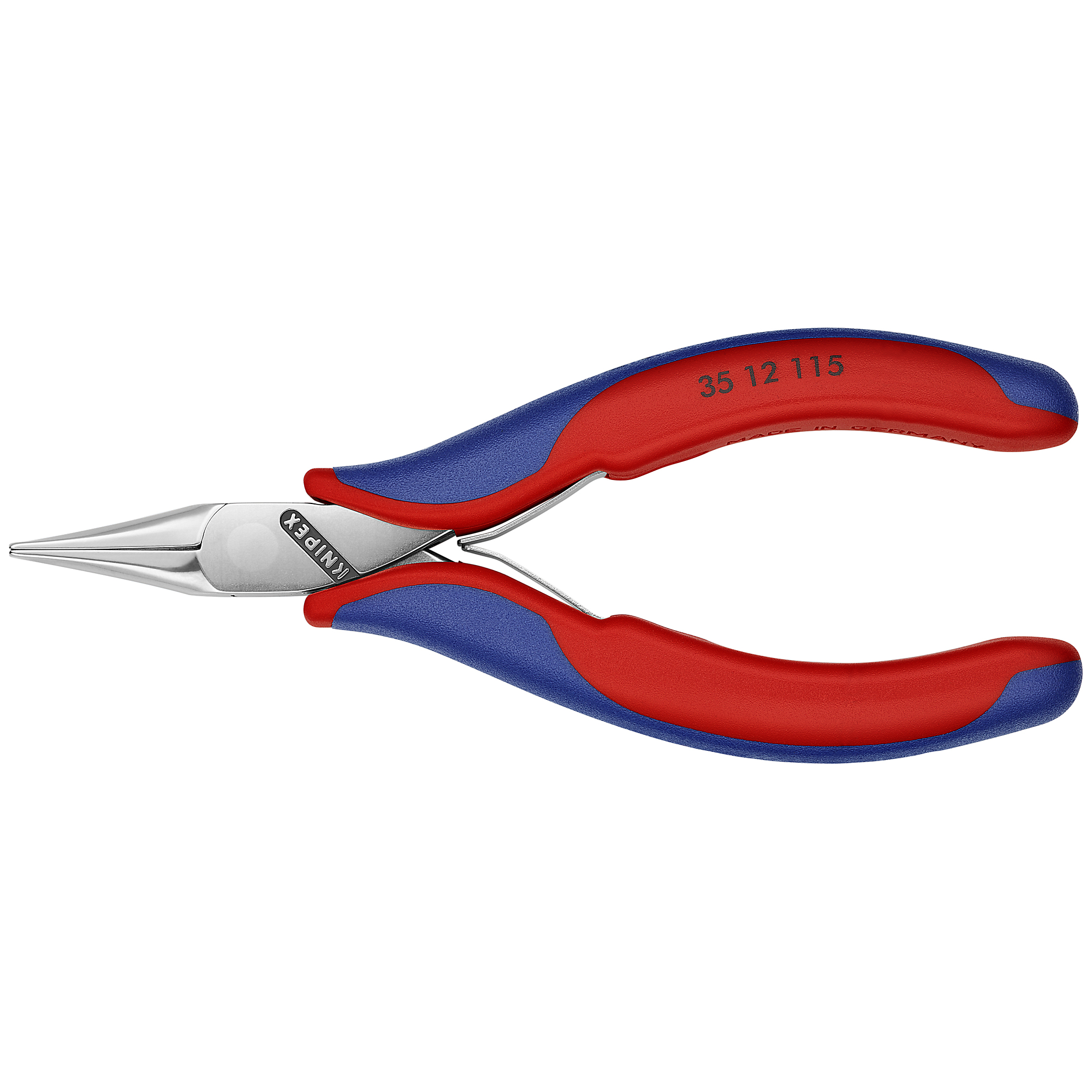 KNIPEX Electronics Pliers - 4.5in., Flat Tips, Comfort Grip, Steel, Model# 35 12 115