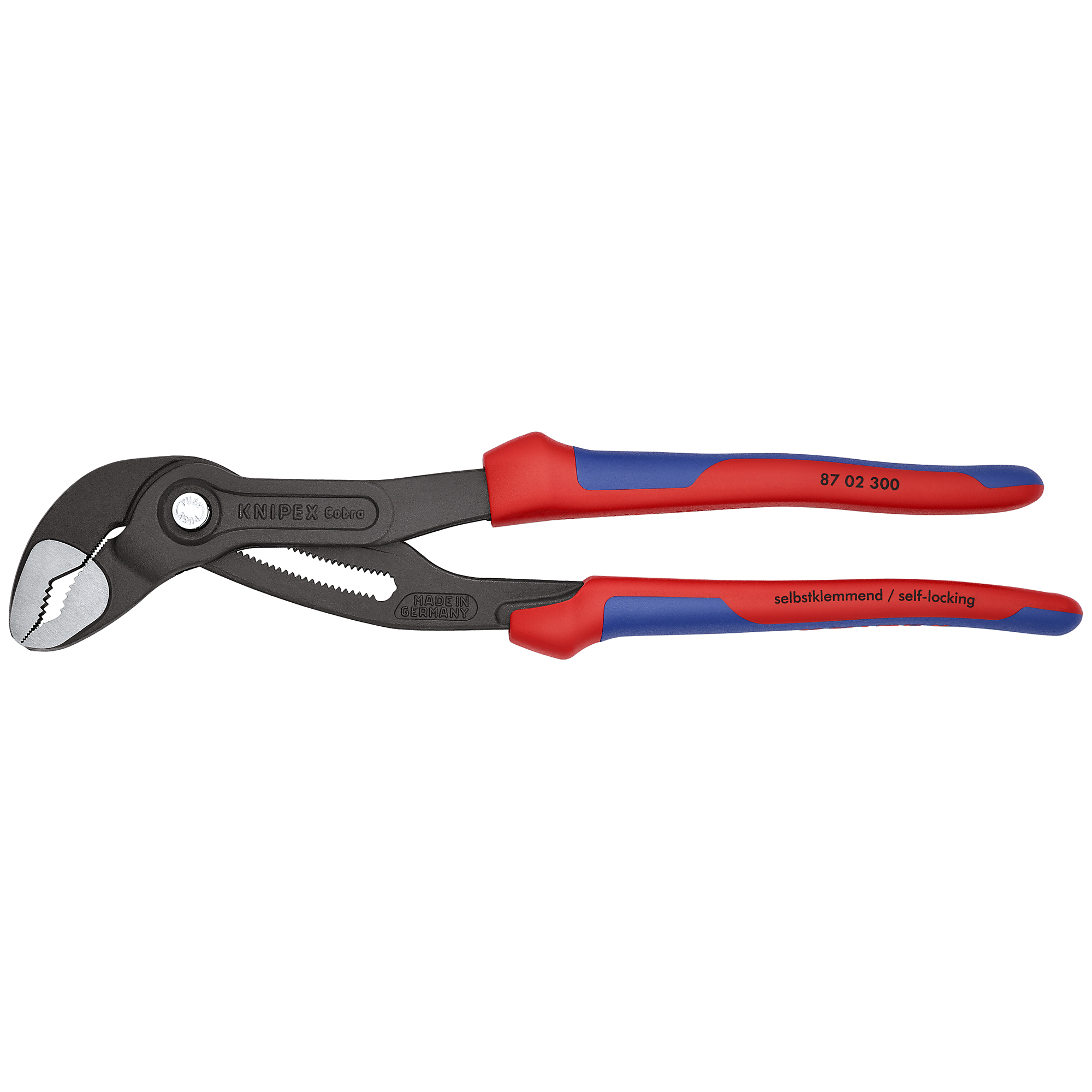 KNIPEX, Cobra Water Pump Pliers, 12in., Comfort Grip, Bulk, Pieces (qty.) 1 Material Chrome Vanadium, Jaw Capacity 2.75 in, Model# 87 02 300