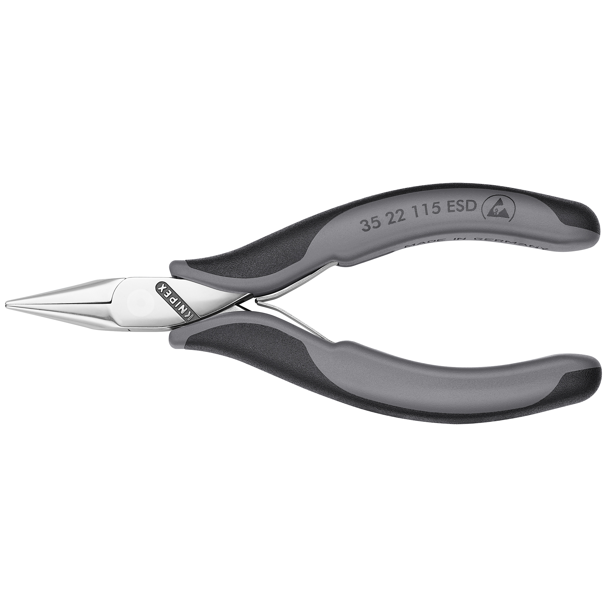 KNIPEX, Electr Pliers-Half Round, ESD, Comfort Grip 4.5in., Pieces (qty.) 1 Material Steel, Model# 35 22 115 ESD