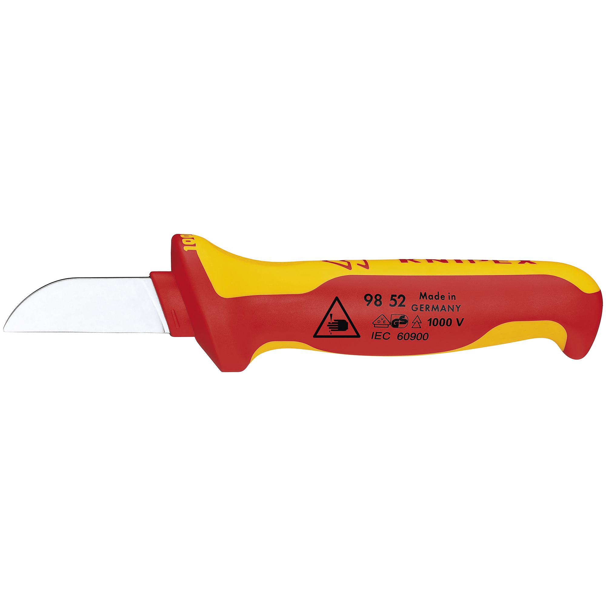 KNIPEX Cable Knife - 7.5in., 1000V, Comfort Grip, Transparent Protective Cap, Model# 98 52