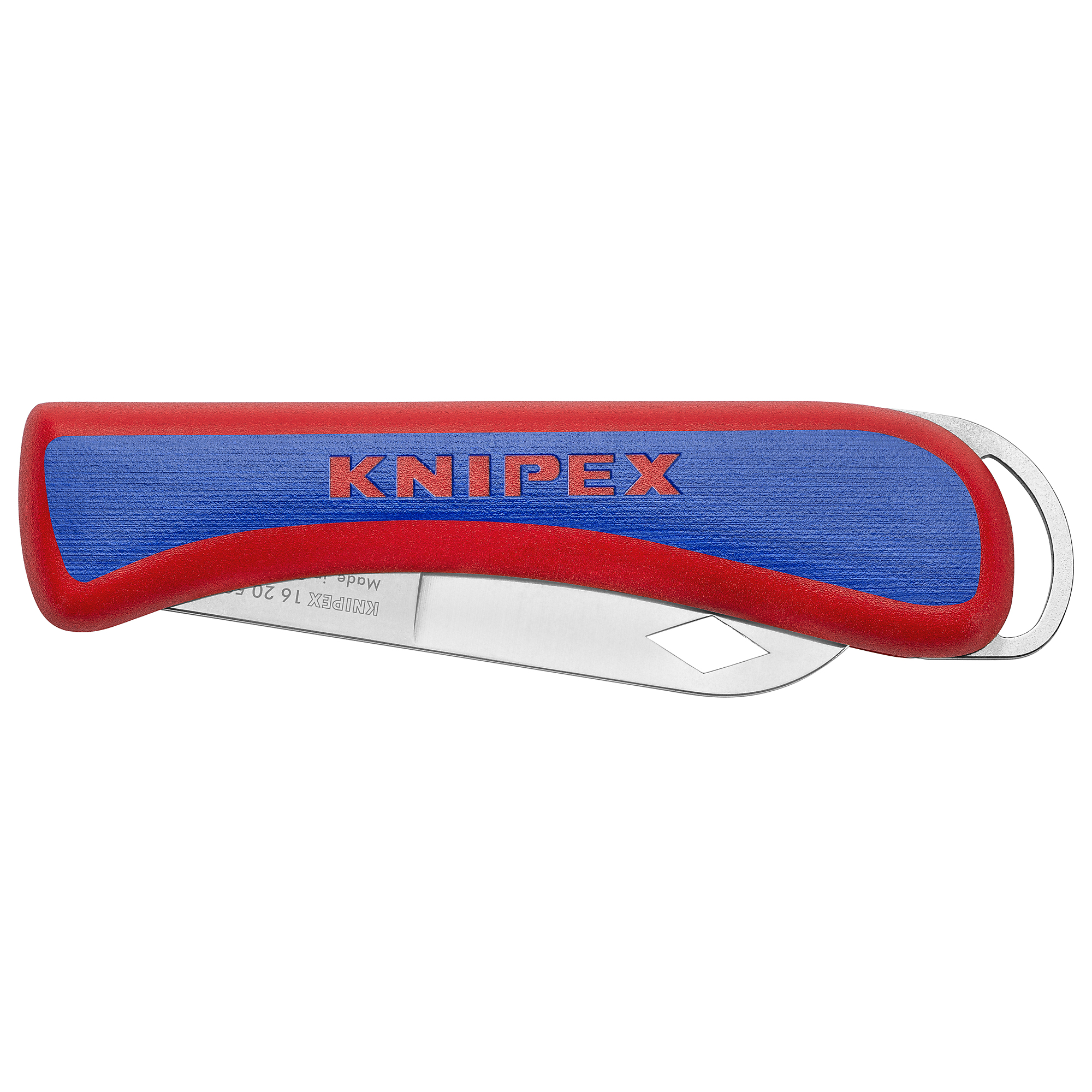 KNIPEX Electrician's Folding Knife - 8in., Comfort Grip, Stainless Steel Blade, Model# 16 20 50 SB