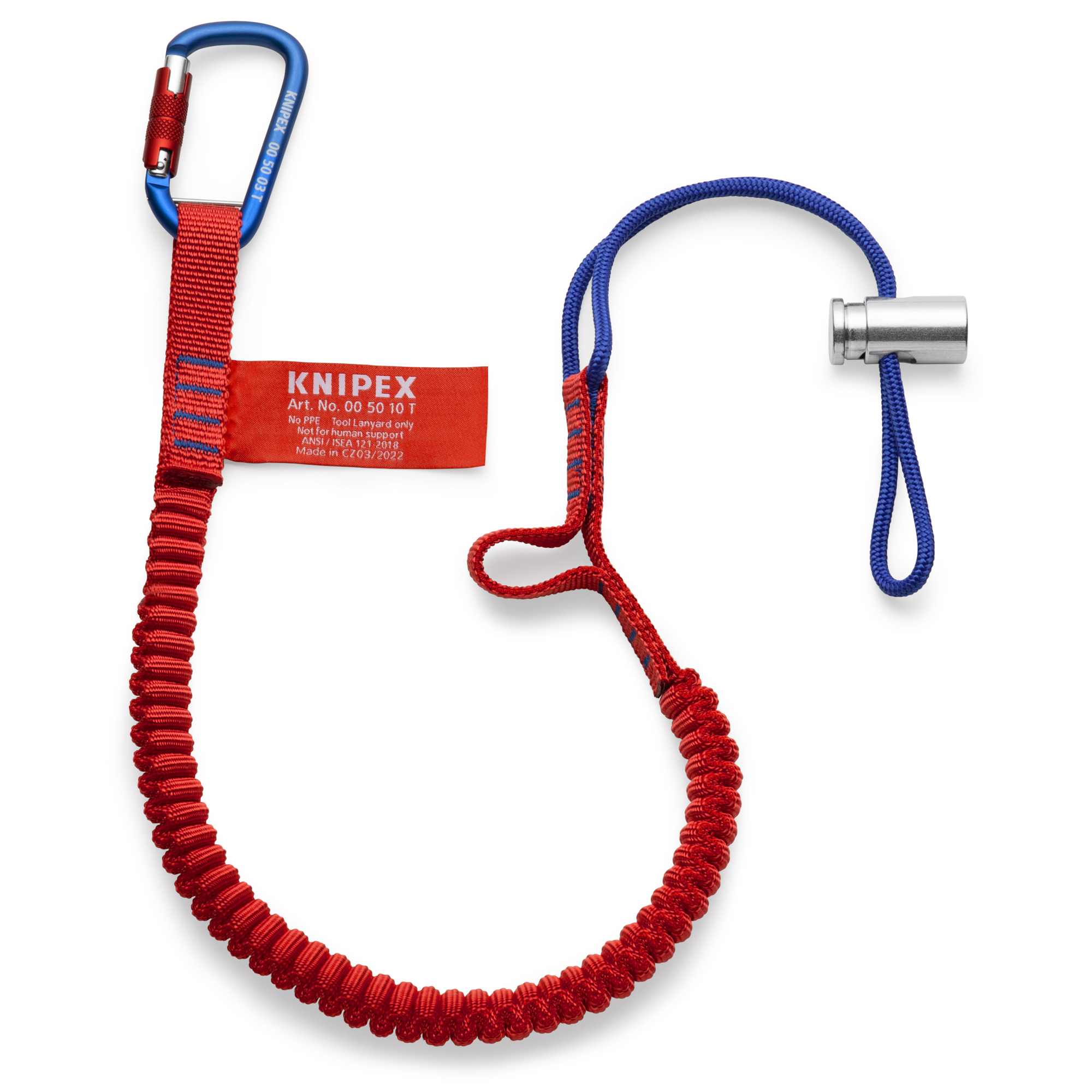 KNIPEX, Tether Lanyard, Captive Eye Carabiner, max 13 lbs, Length 38 ft, Model# 00 50 12 T BKA