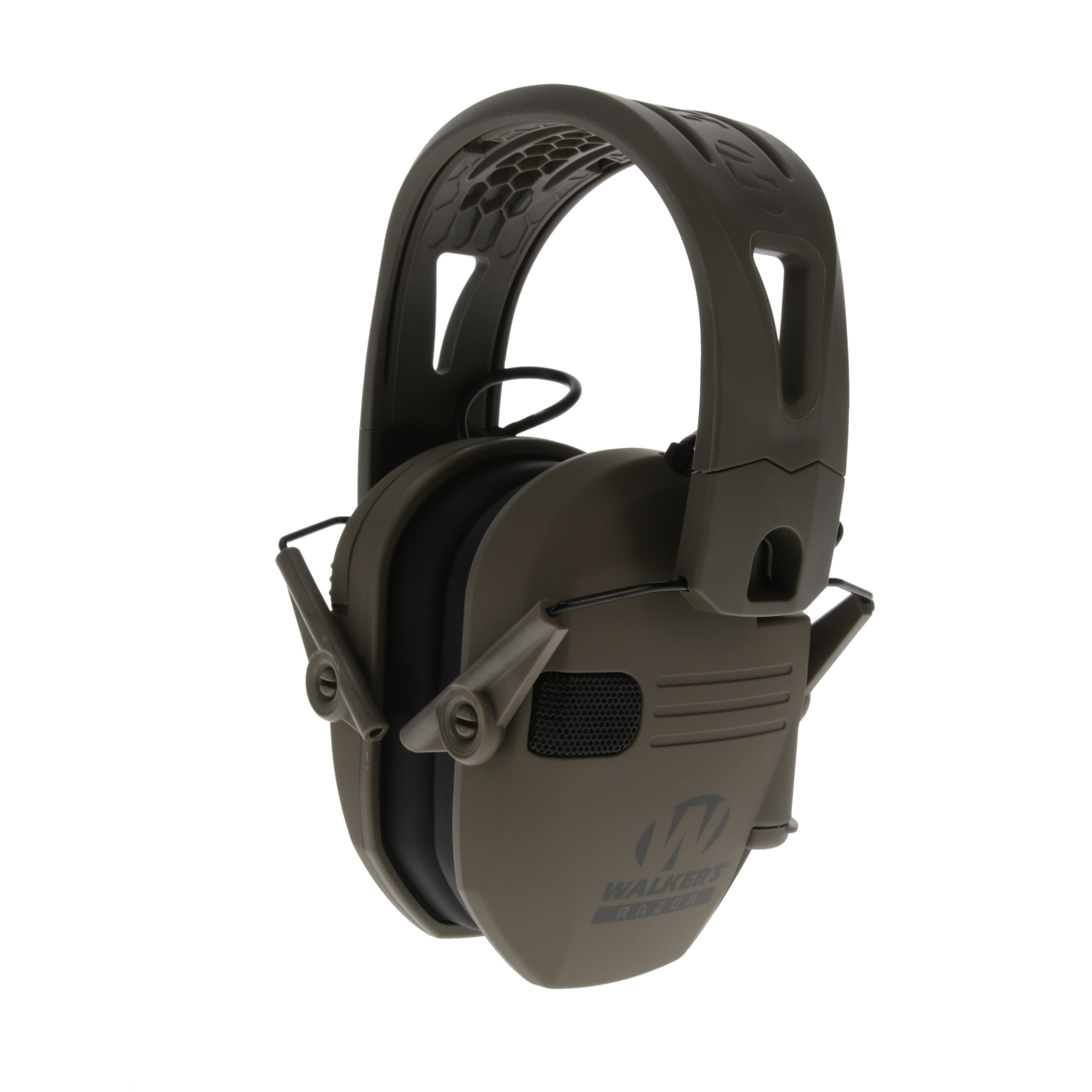 Walkers Game Ear Razor Tacti-Grip Muff - Tan, 23dB Noise Reduction, HD Speakers, Model# GWP-RSEMRH-MFDE