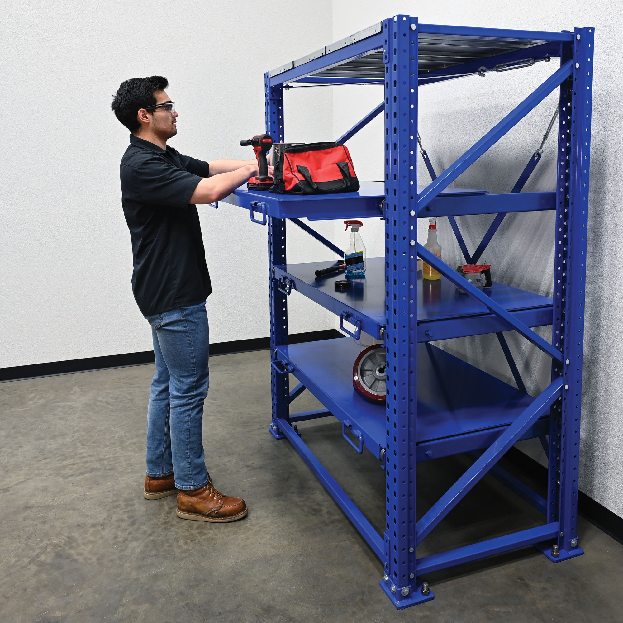 Vestil, Steel heavy duty rollout shelving, Overall Height 80 in, Width