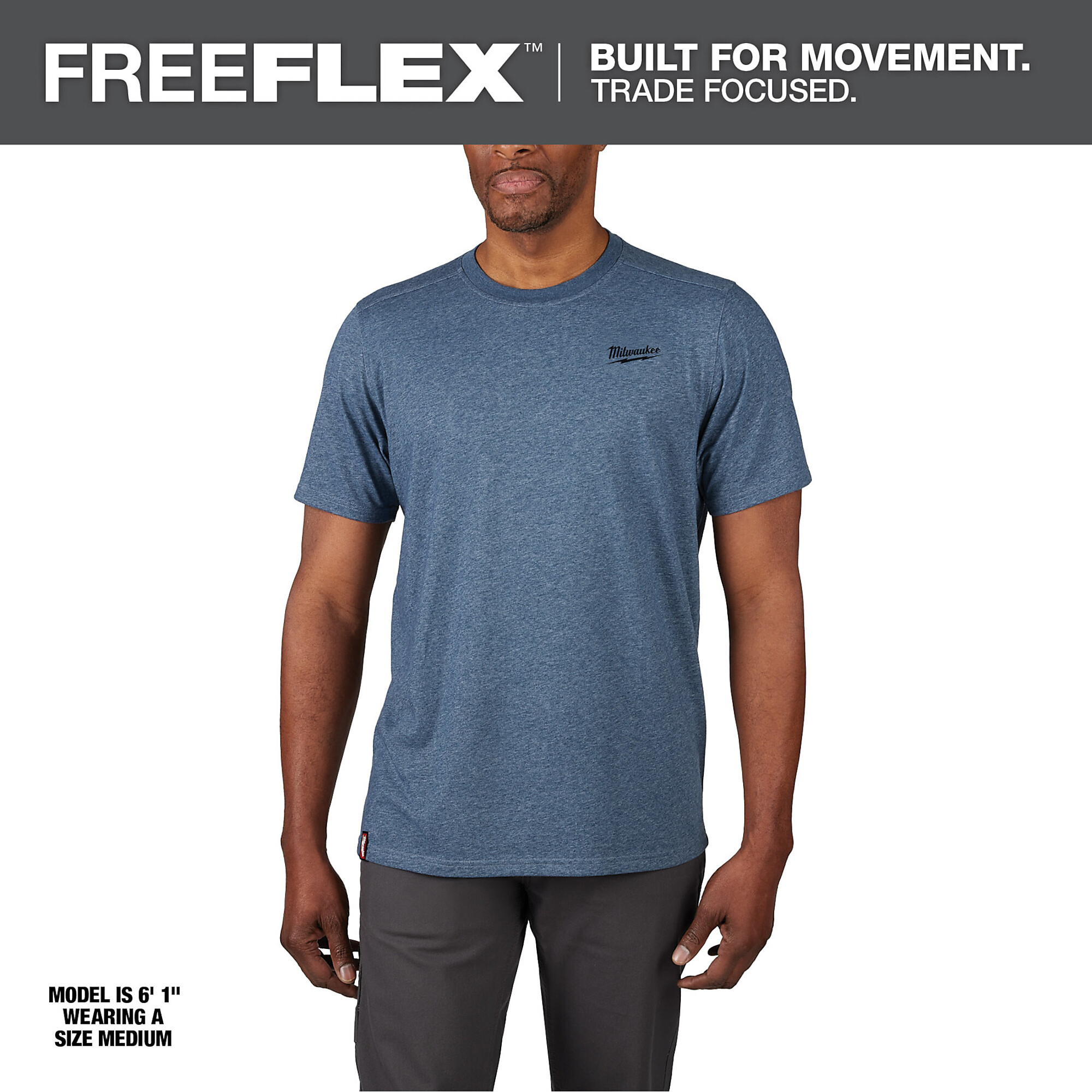 Milwaukee FREEFLEX Hybrid Work T-Shirt - Short-Sleeve Blue - Large