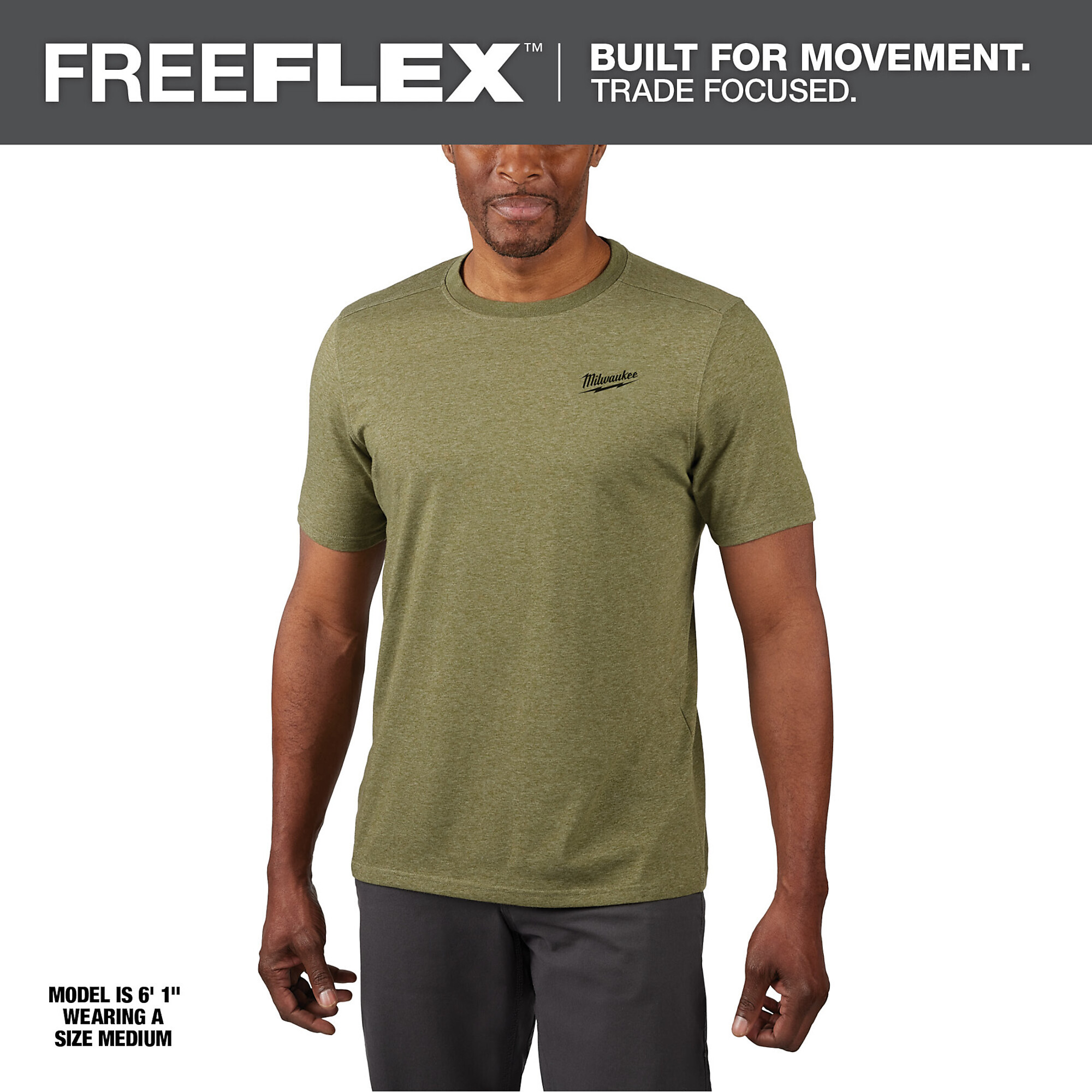 Milwaukee, FREEFLEX Hybrid Work T-Shirt - Short-Sleeve Green - X