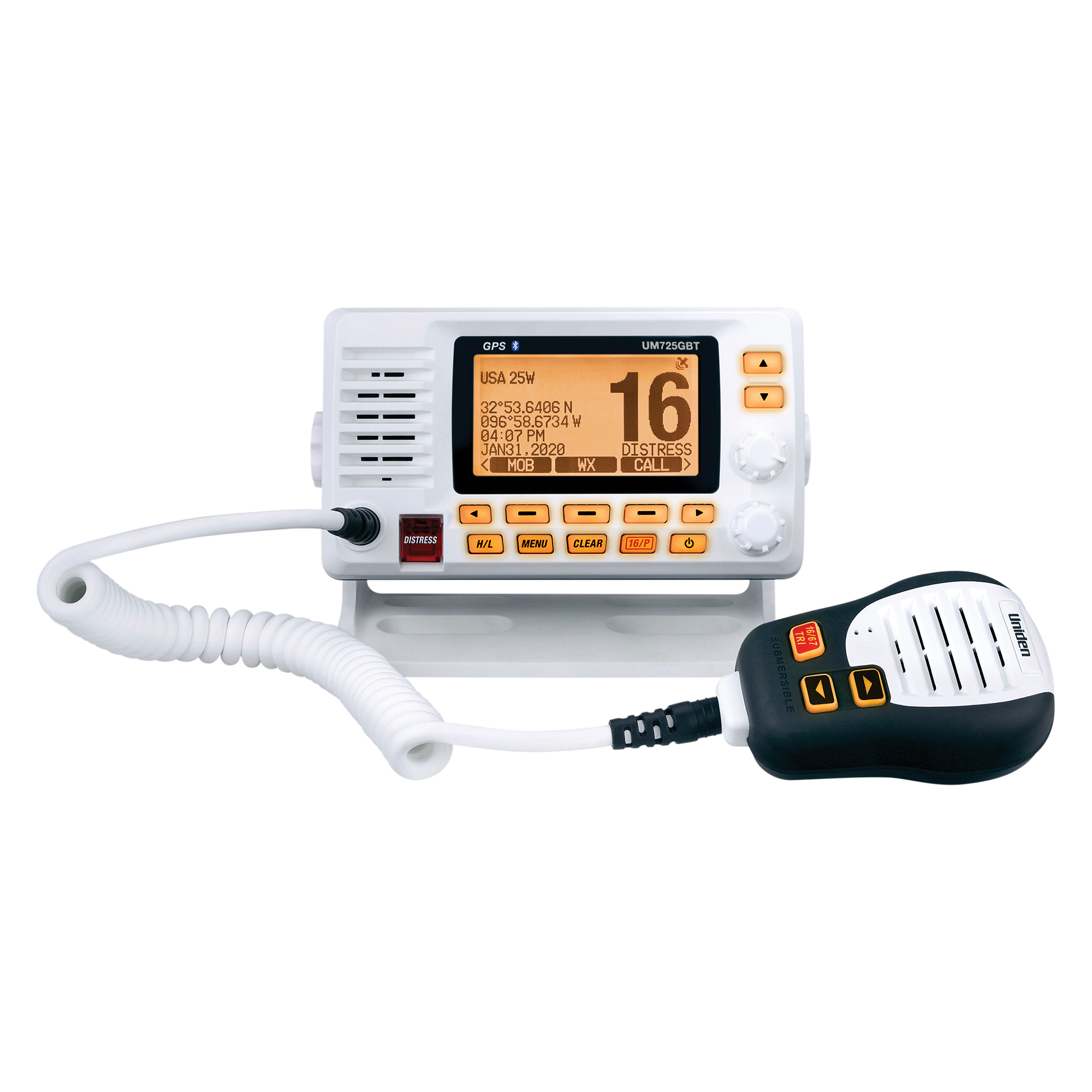 Uniden, Fixed-Mount VHF Marine Radio with GPS Bluetooth, Model# UM725GBT