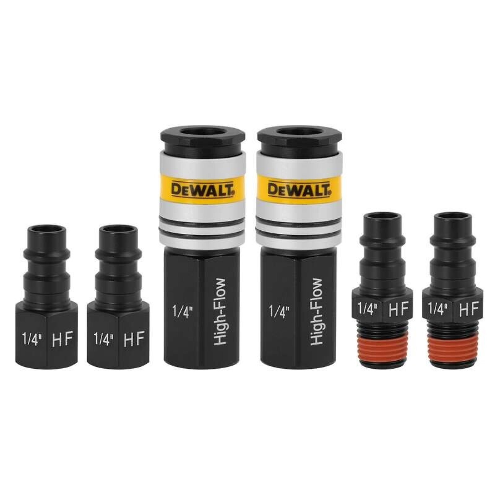 DEWALT, 6 Piece 1/4in. NPT High Flow Couplers Plugs, Coupler Size 1/4 in, Model# DXCM036-0231