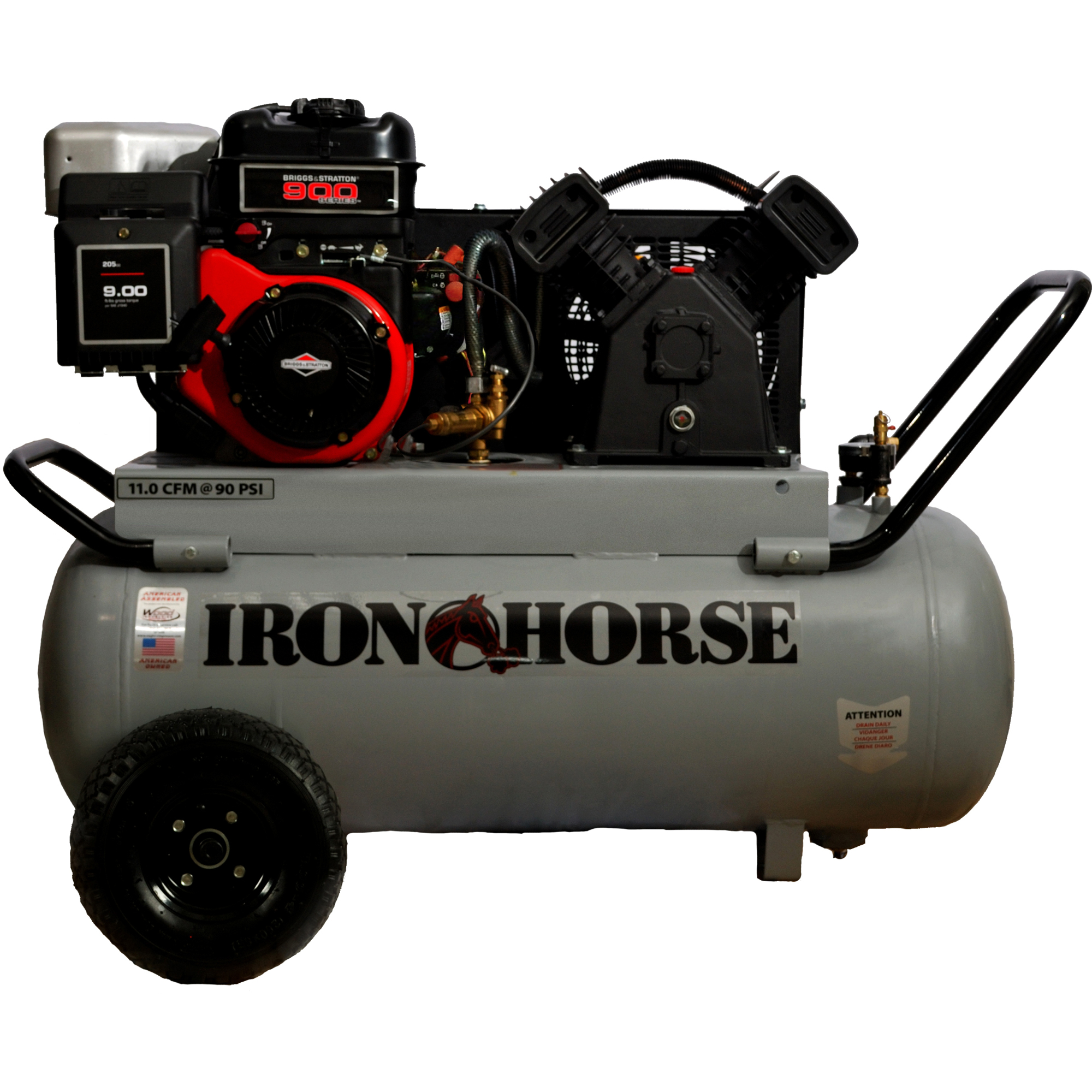 Iron Horse, 25 Gallon Portable Air Compressor, Horsepower 6 HP, Air Tank Size 25 Gal, Model# IHP60GE25H1-BS