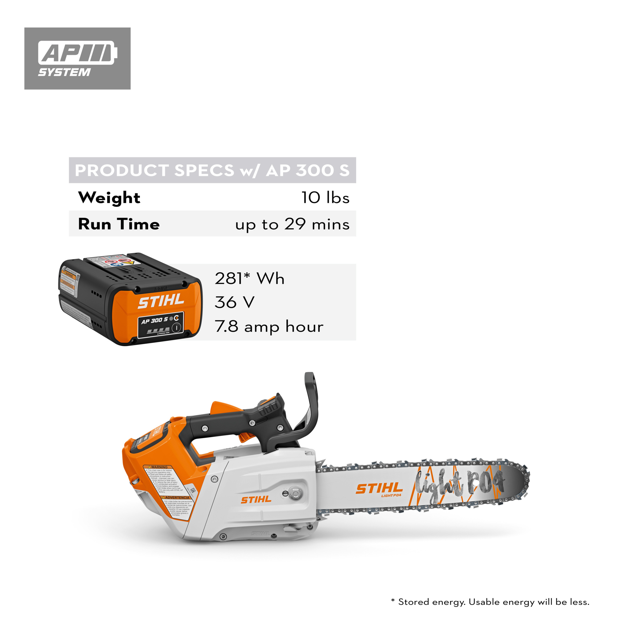 STIHL Lithium-Ion Chainsaw, 14in. Bar, Model# MSA 220 TC-O Set 14