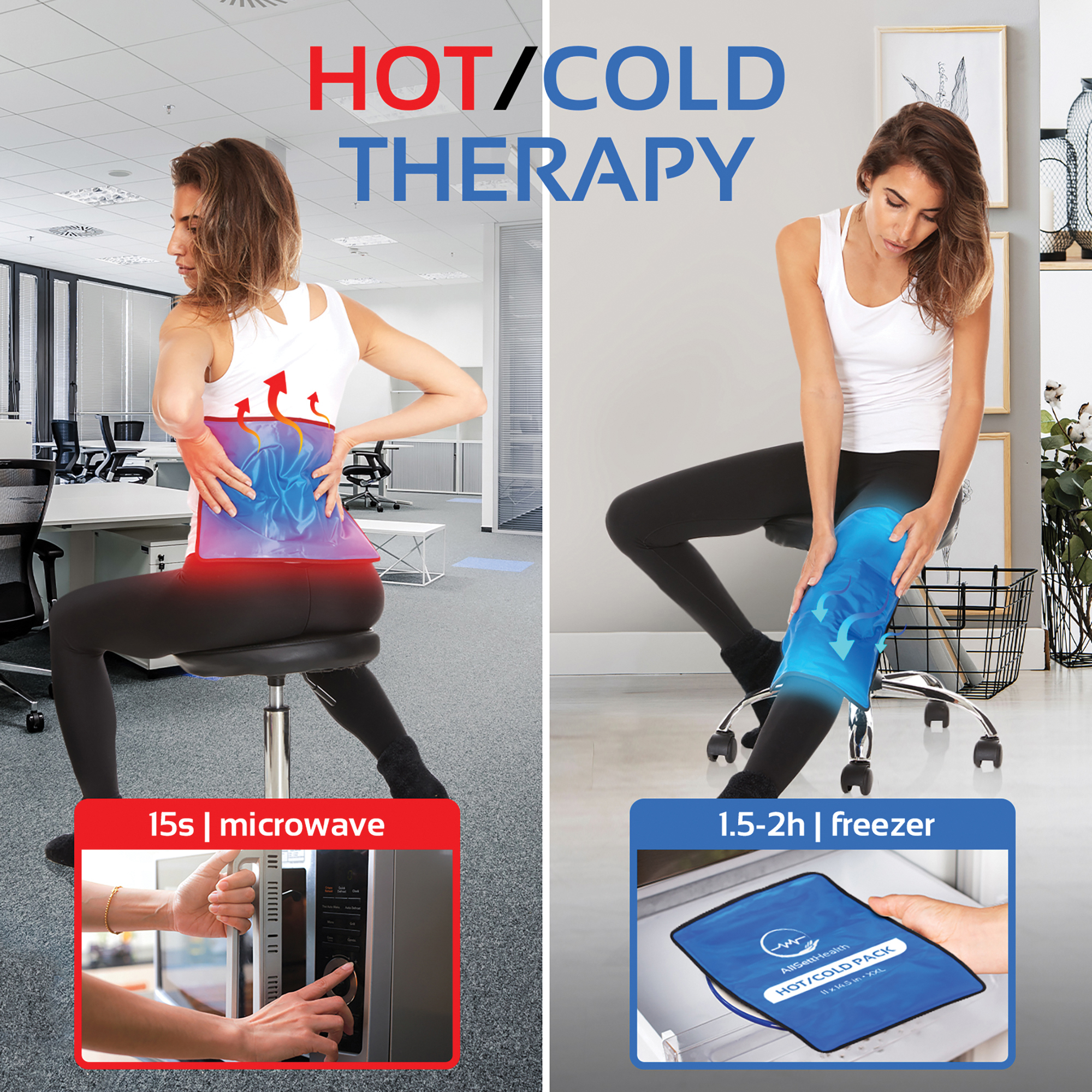 AllSett Health, XXL Reusable Hot and Cold Gel Packs, Model# ASH072