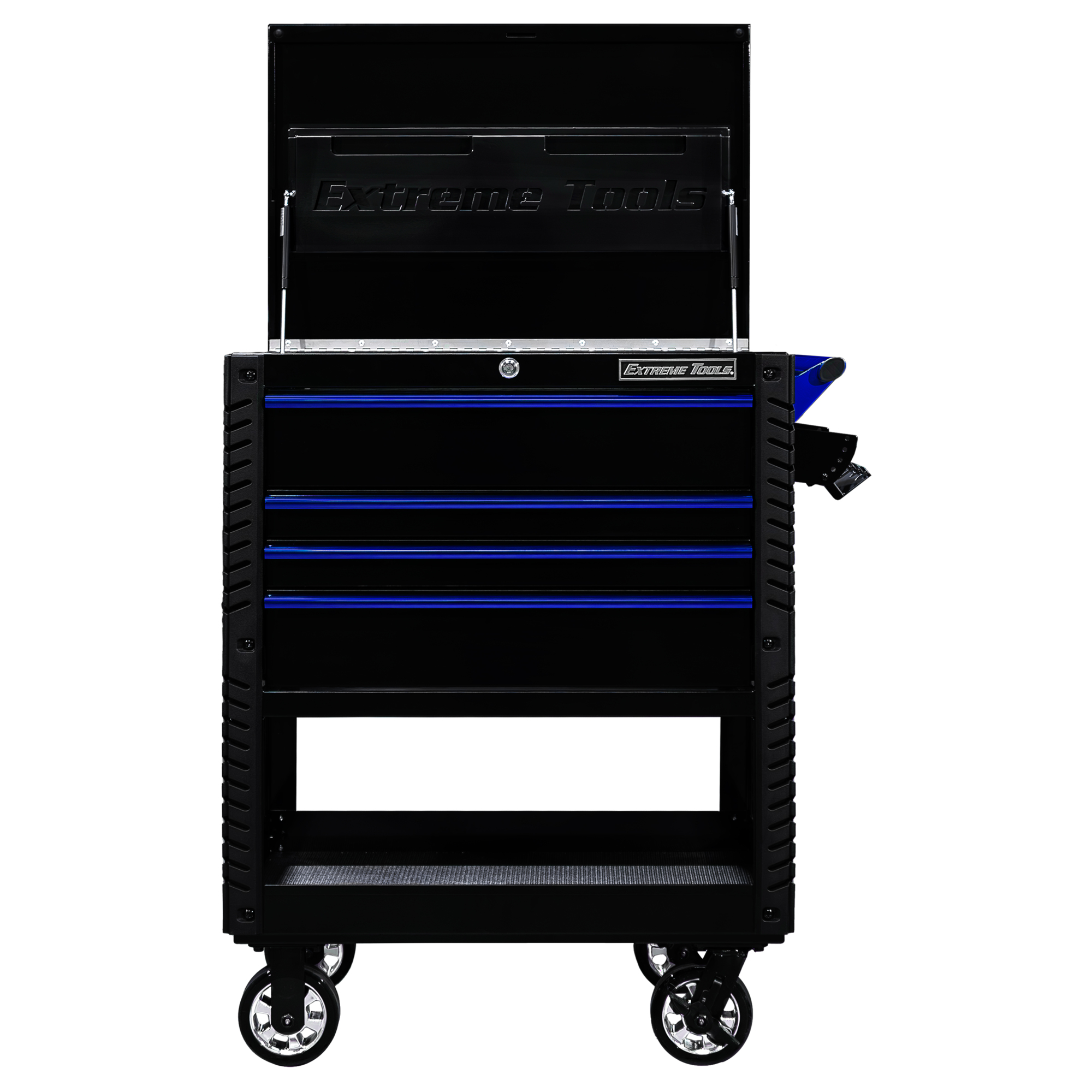 Extreme Tools Professional Series Deluxe Tool Cart - 33in., 4 Drawers, 20,110 Cu. In. Capacity, Black/Blue, Model# EX3304TCBKBL