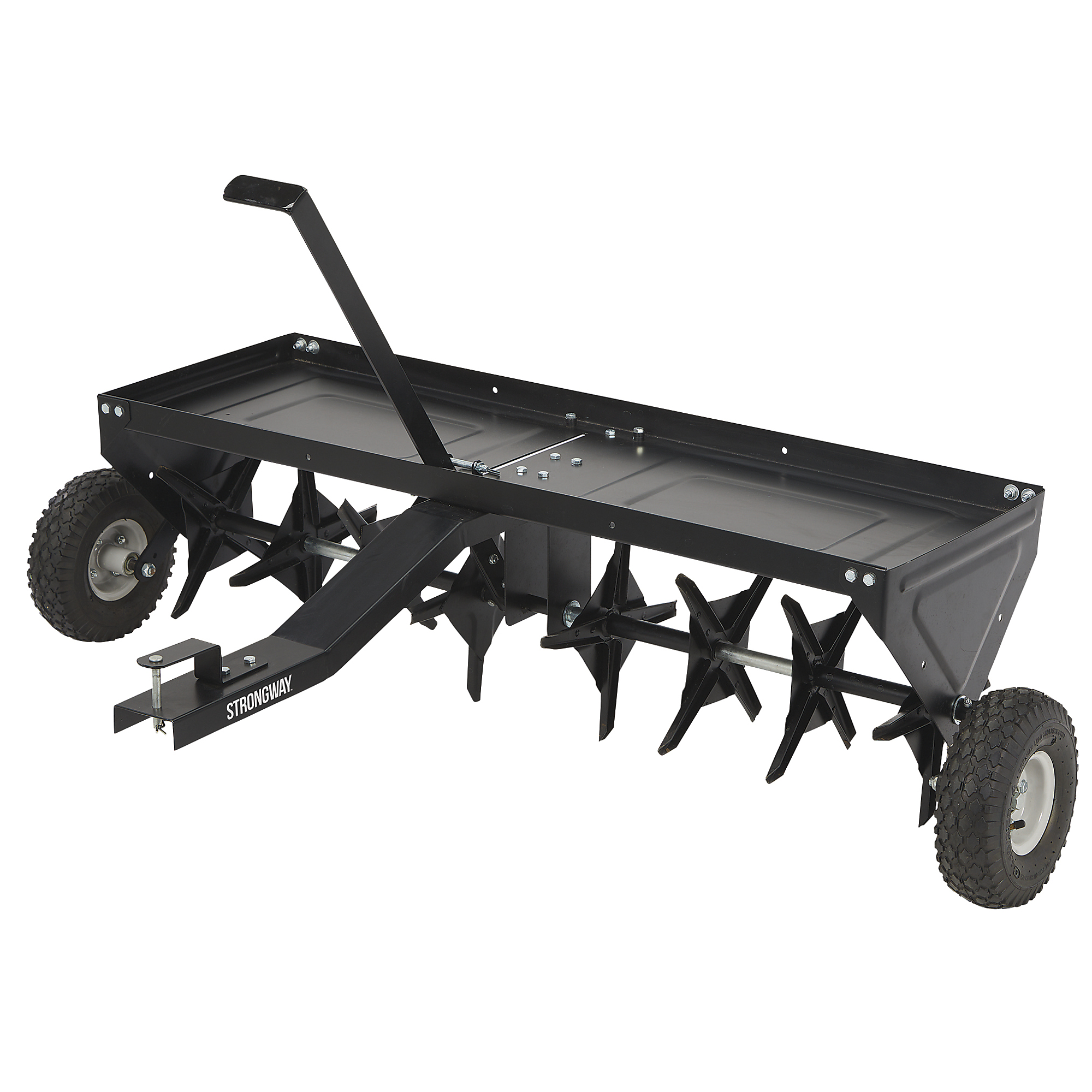 Strongway 48in. Plug Aerator, 32 Coring Plugs, 10in. Pneumatic Tires, Tow-Behind Lawn Aerator for Lawn Tractor or ATV