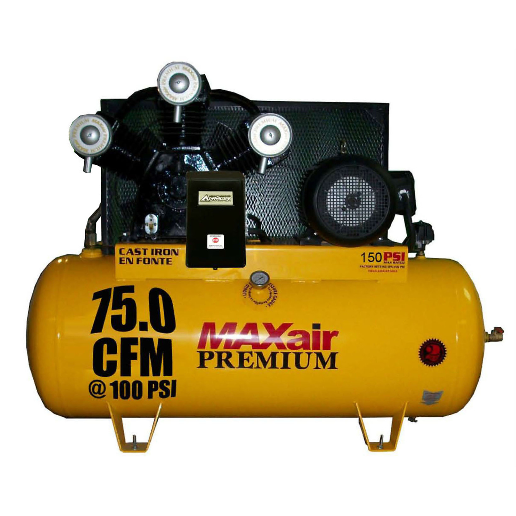 MAXair Premium Air Compressor - 75 CFM, 120-Gallon Tank, 20 HP, 170 PSI, Model# C203120H1-MS208-MAP