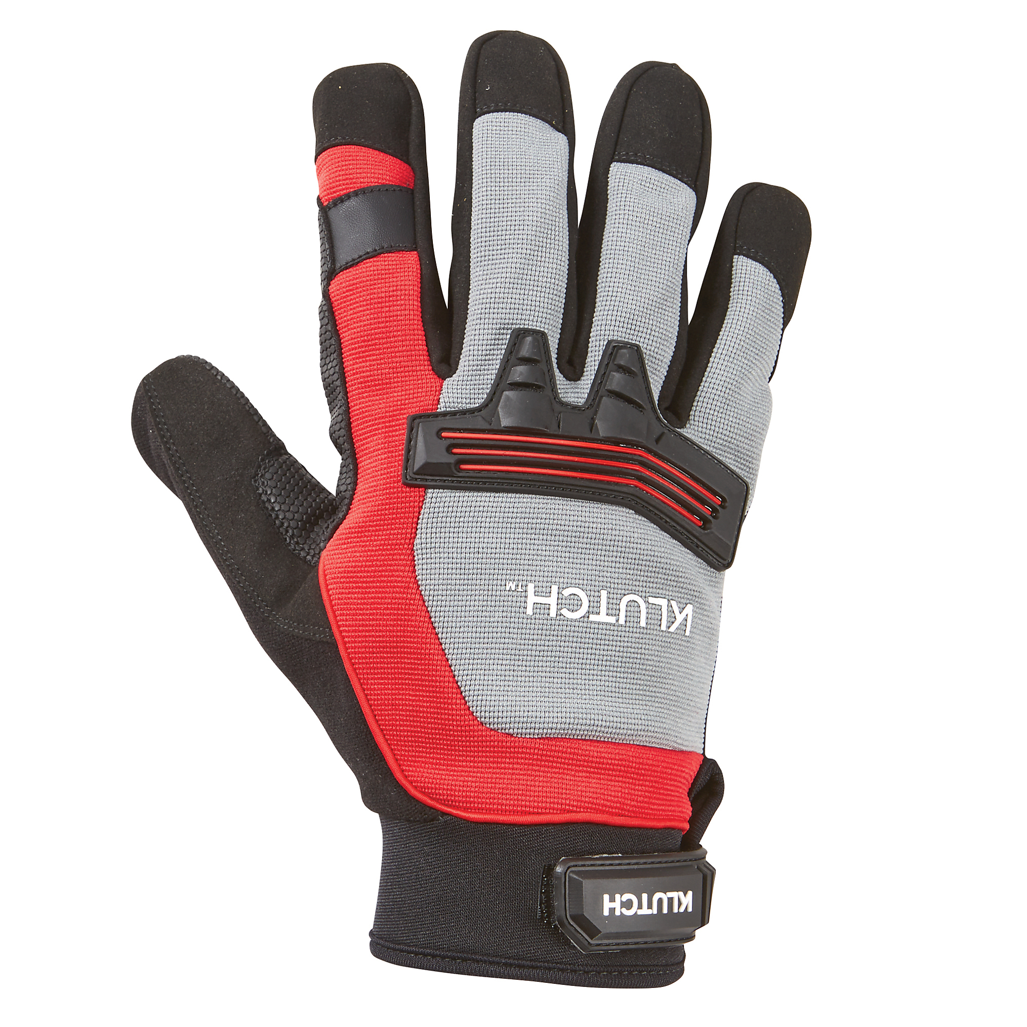 Klutch Utility Impact Gloves, Medium, Black/Red/Gray
