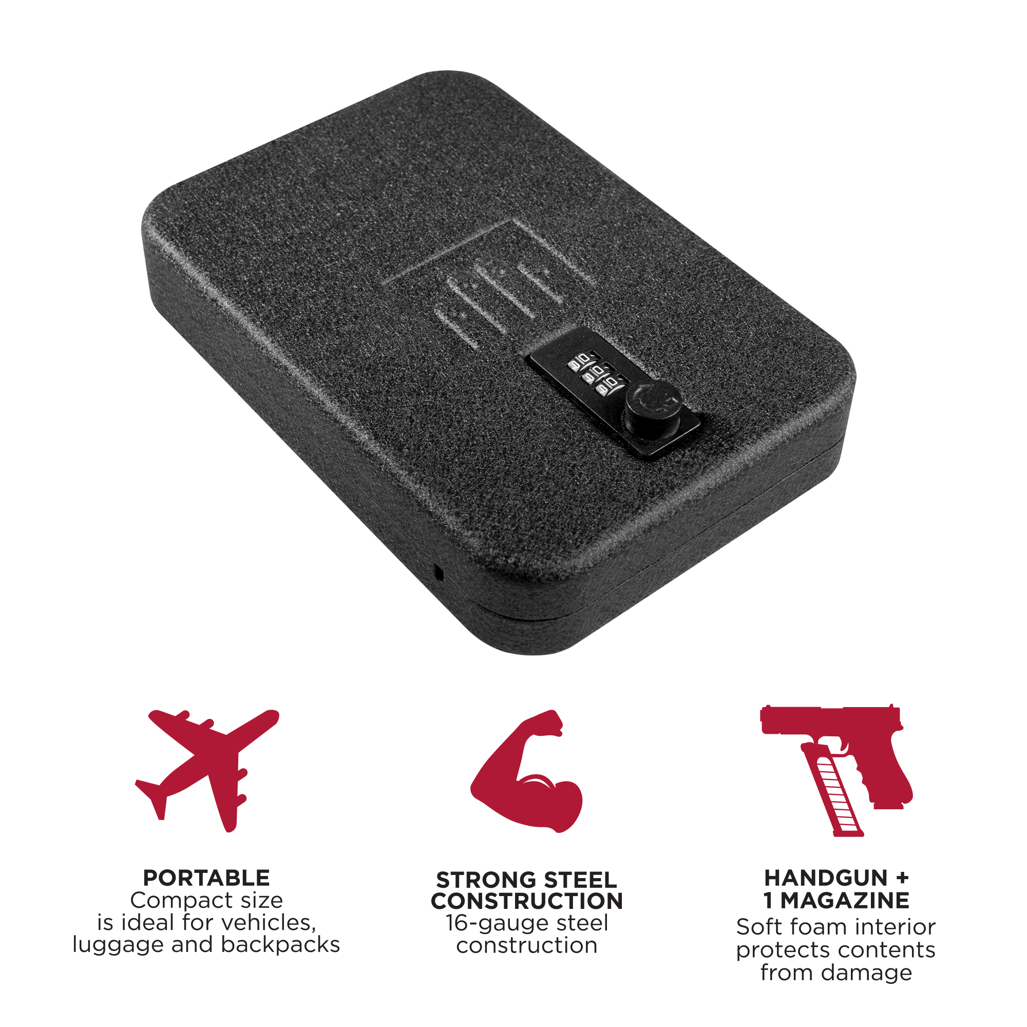 GunVault, Premium Nano All Steel Pistol Safe Combo, Lock Type Electronic, Model# NV300