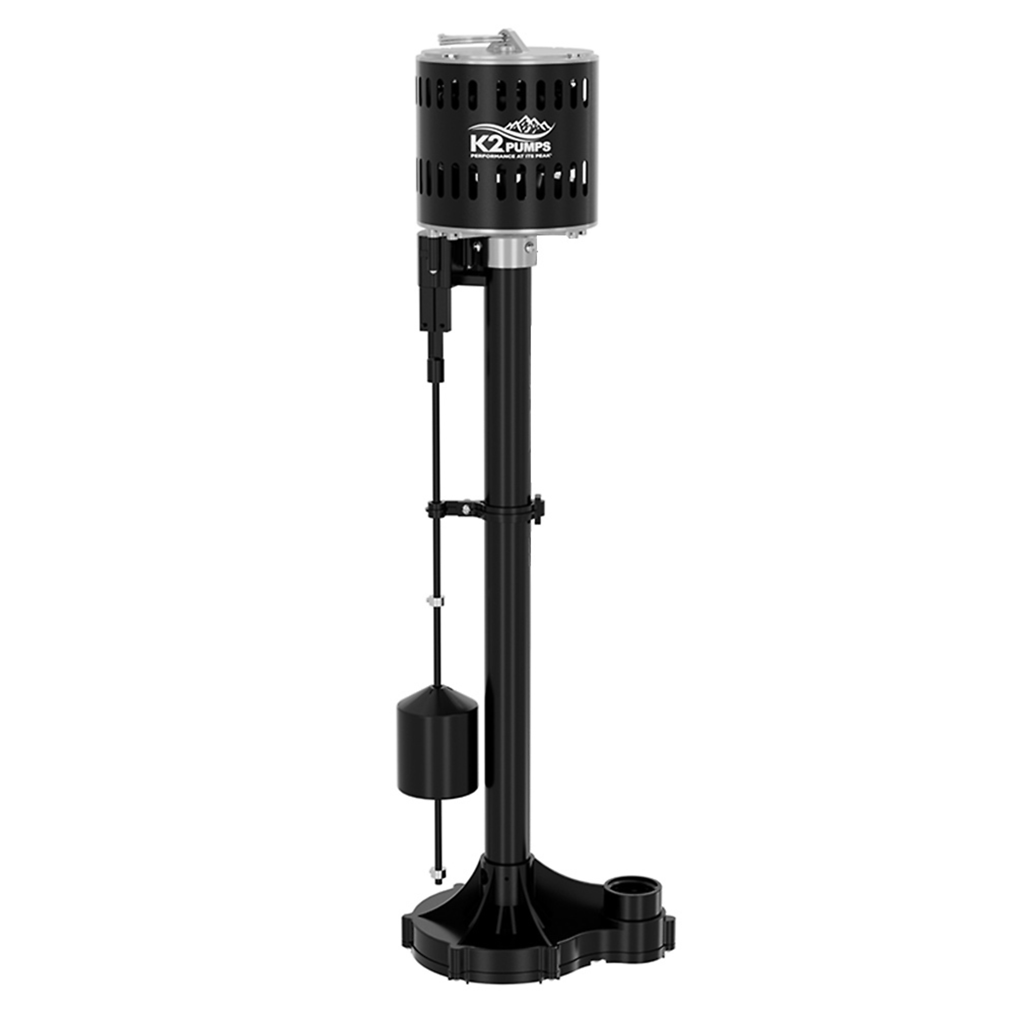 K2 1/3 HP Thermoplastic Pedestal Sump Pump, Max. Flow 3550 GPH, Port Size 1.25 in, Model# SPP03301K
