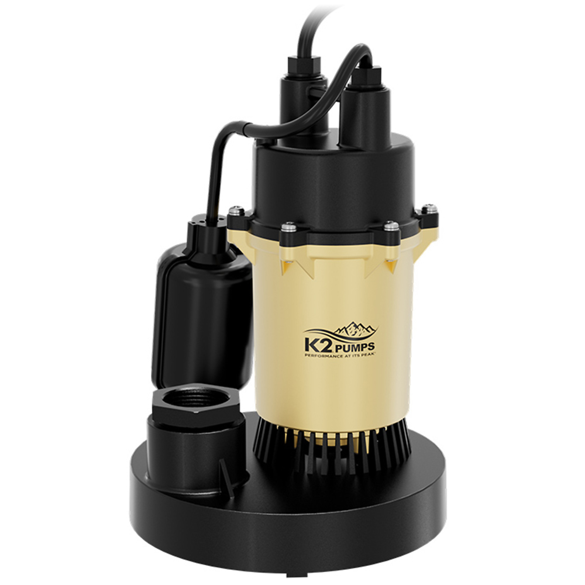 K2 1/4 HP Aluminum/Thermoplastic Sump Tethered, Max. Flow 3450 GPH, Port Size 1.5 in, Model# SPA02501TDK