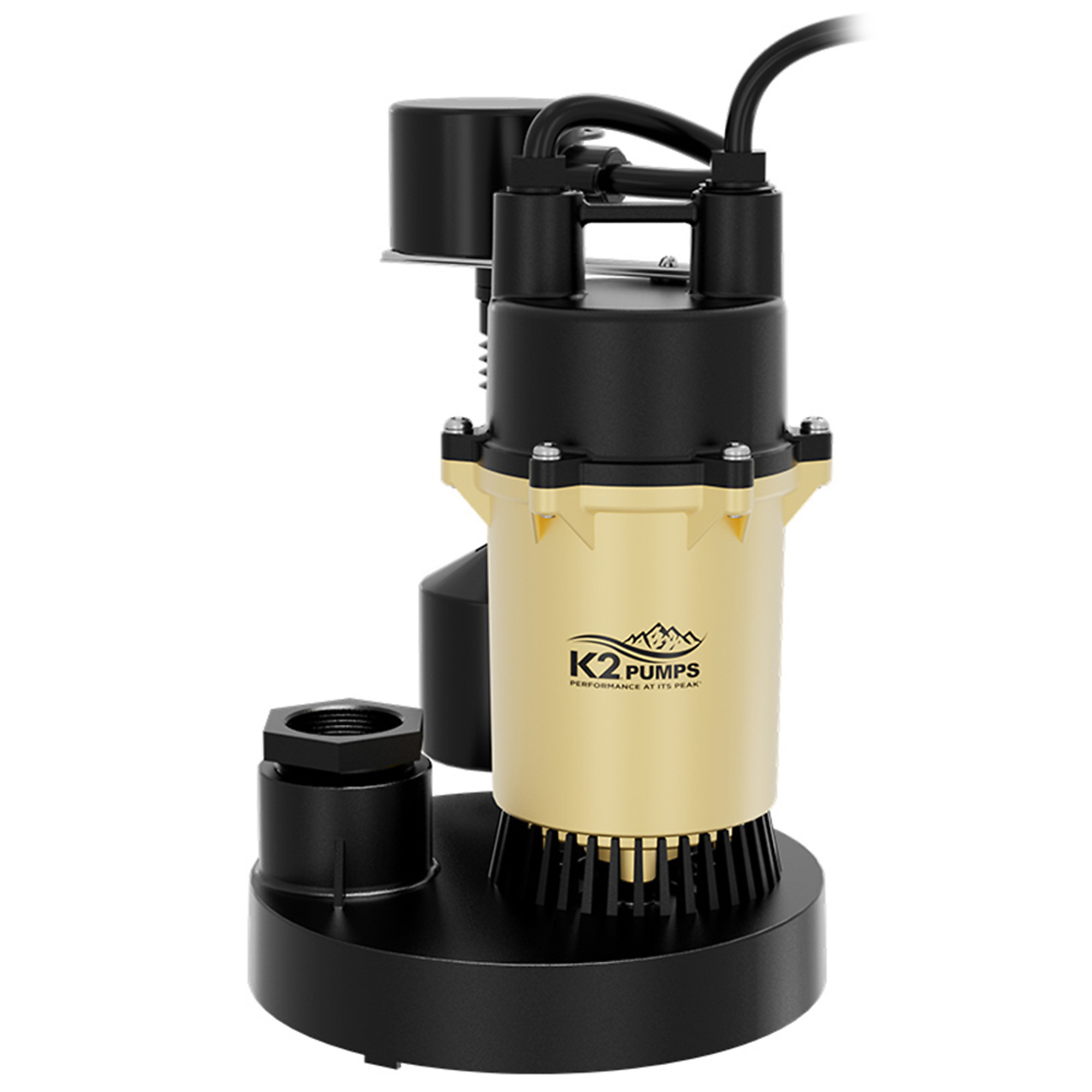 K2 1/2 HP Aluminum/Thermoplastic Pump Vertical Switch, Max. Flow 4100 GPH, Port Size 1.5 in, Model# SPA05001VDK