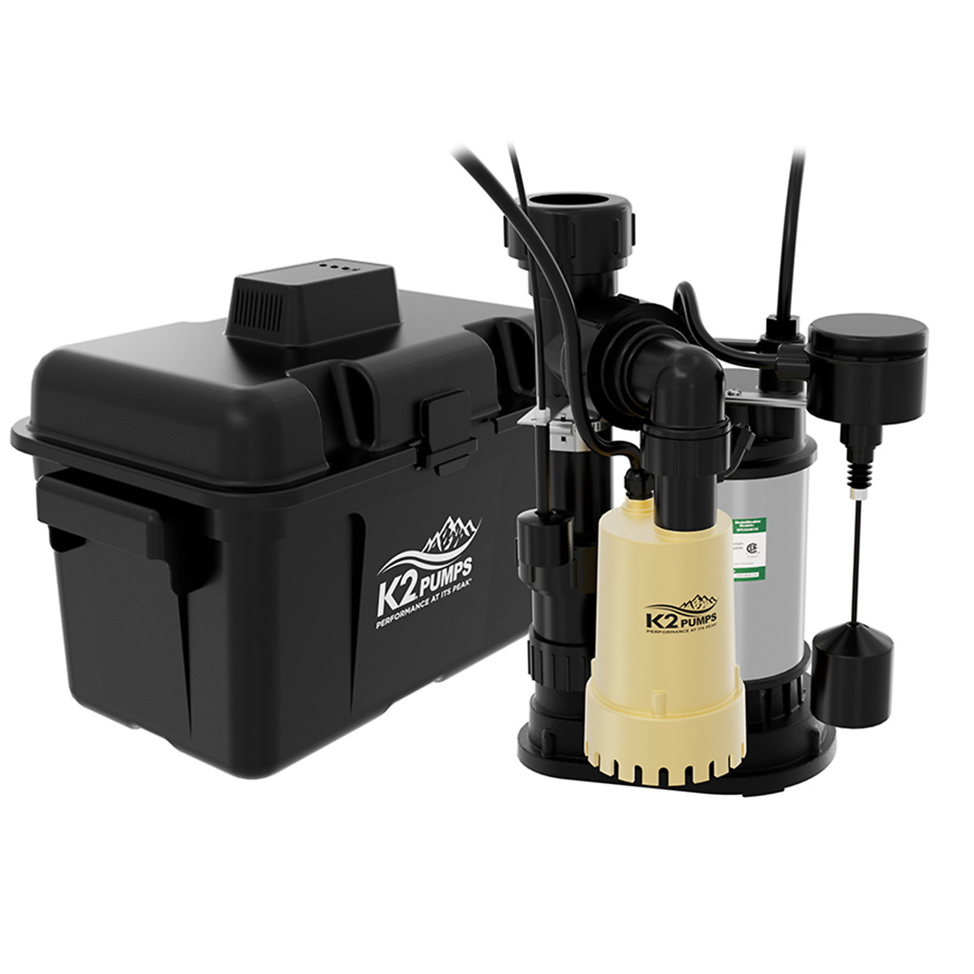K2 Compact Primary and Battery Backup Pump System, Max. Flow 4000 GPH, Port Size 1.5 in, Model# SPC03301K
