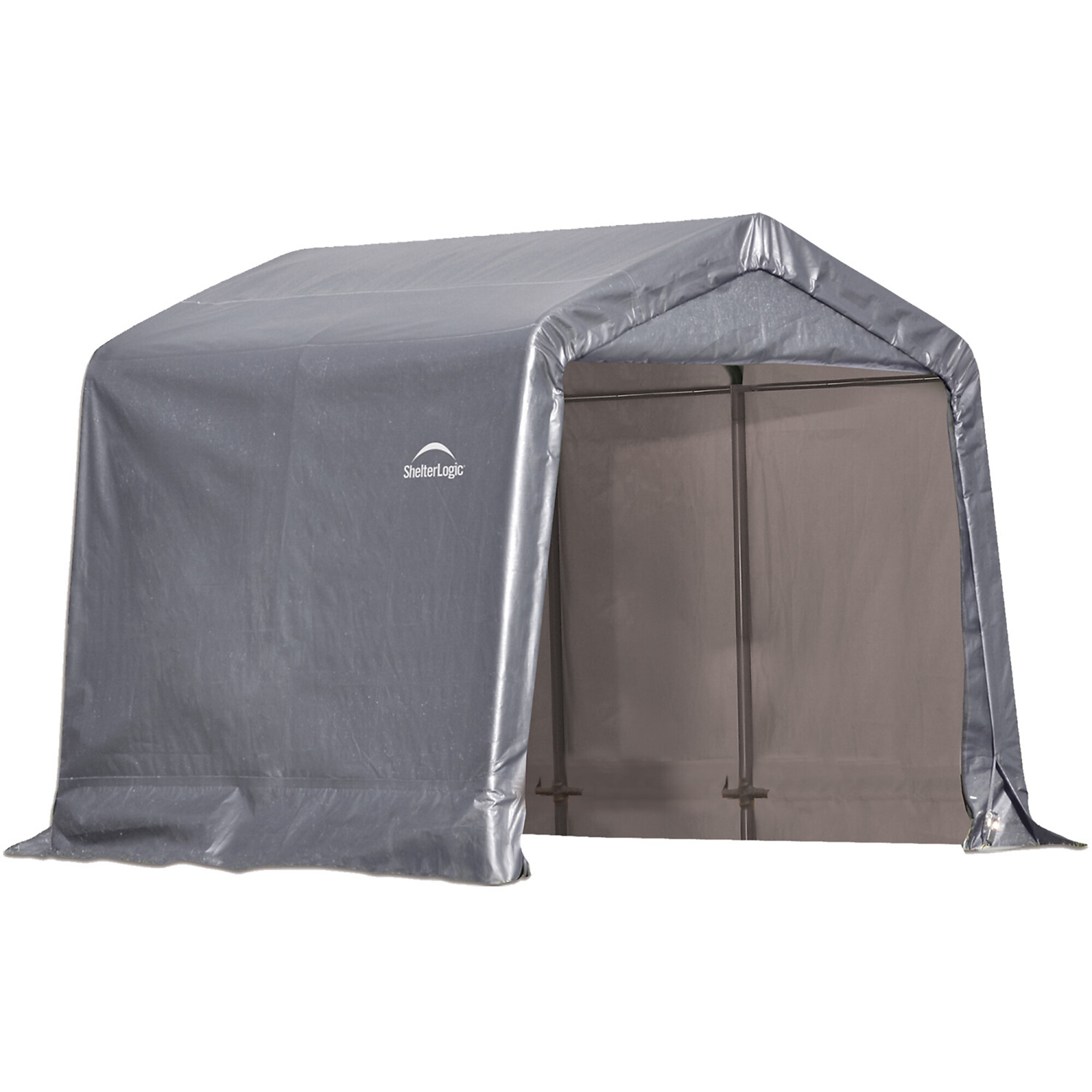 ShelterLogic Shed-in-a-Box - 8ft. x 8ft., All-Steel Frame, Waterproof Polyethylene Cover, Model# 70423