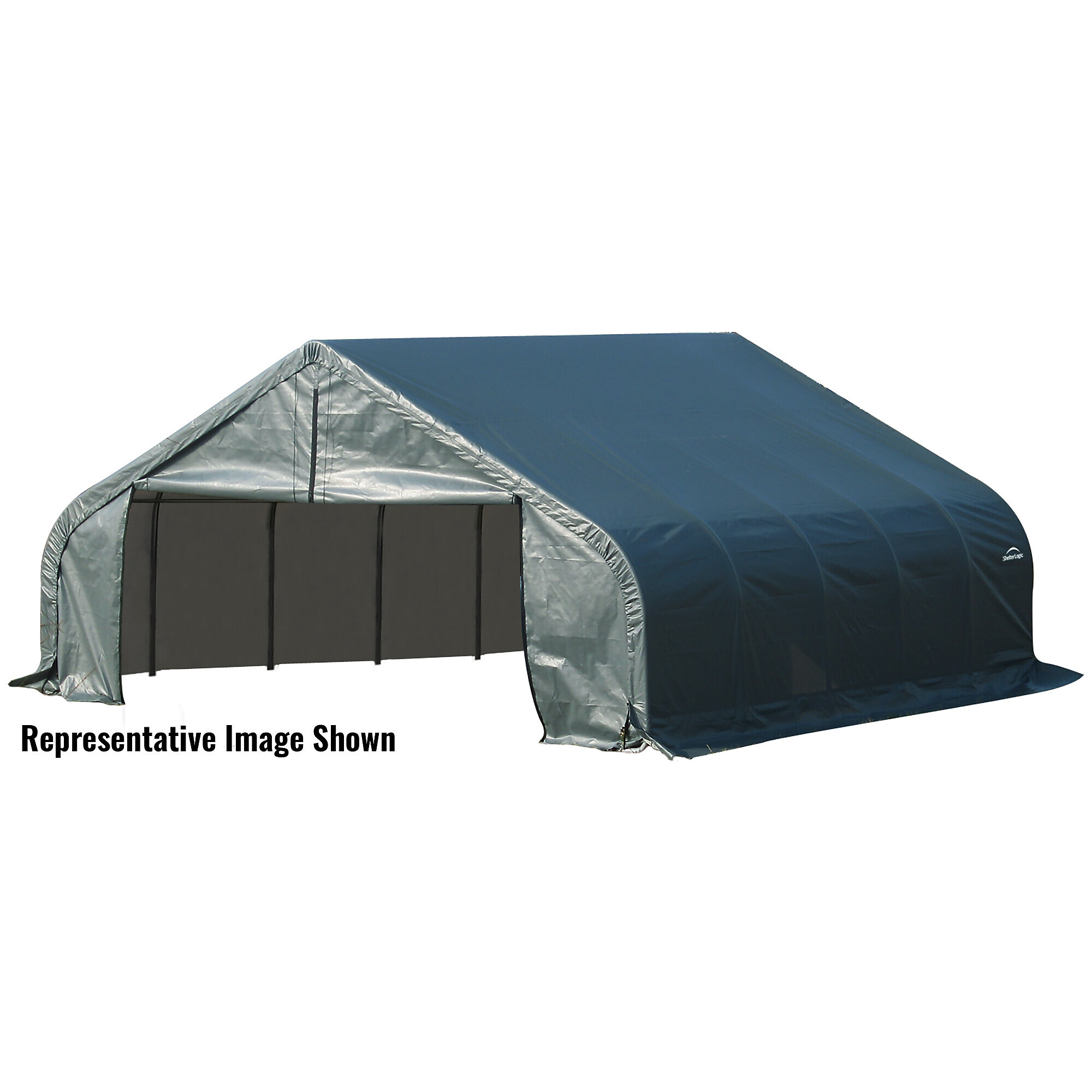 ShelterLogic ShelterCoat Garage - 22ft. x 24ft., Powder-Coated Steel Frame, UV-Treated Polyethylene Fabric, Green, Model# 82144