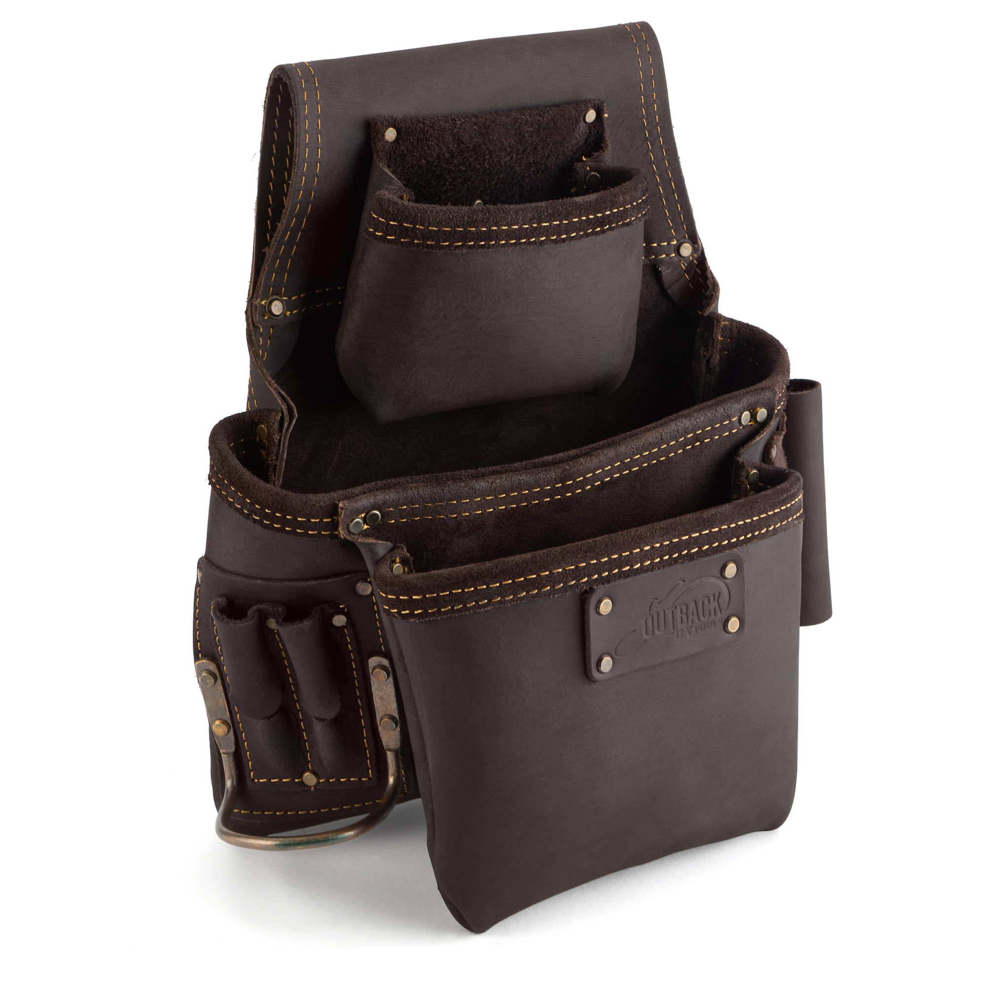 OX Tools, Pro Oil Tanned Leather Fastener Pouch - Left, Color Brown, Pockets (qty.) 9 Material Leather, Model# OX-P263503LH