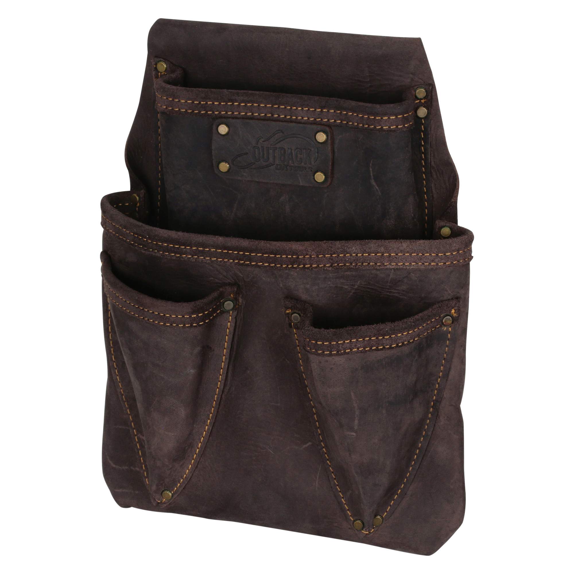 OX Tools, Pro 4-Pocket Roofer's Pouch | Oil Tanned Leather, Color Brown, Pockets (qty.) 4 Material Leather, Model# OX-P263204