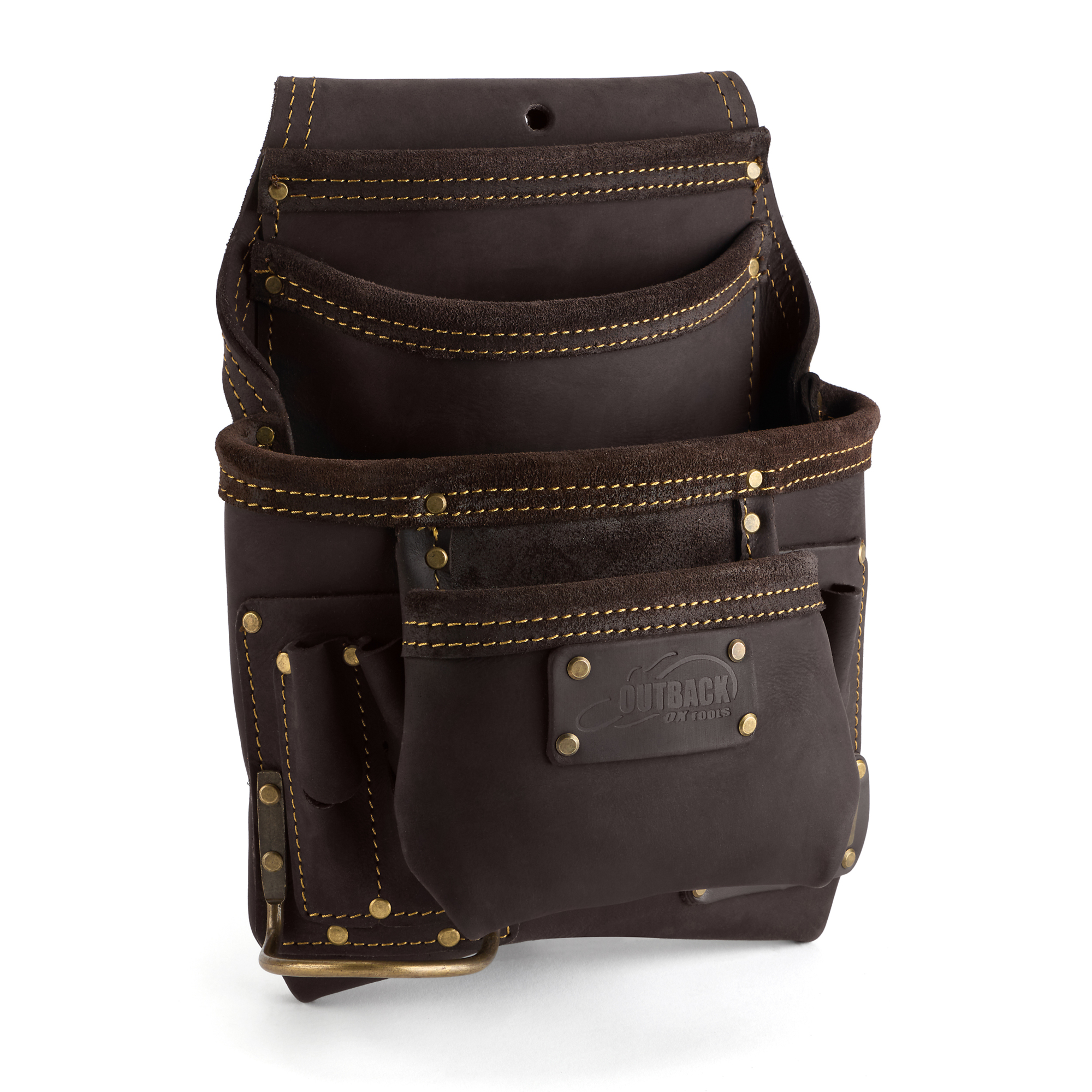 OX Tools, Pro Oil-Tanned Leather 10-Pocket Tool Pouch, Color Brown, Pockets (qty.) 10 Material Leather, Model# OX-P263701