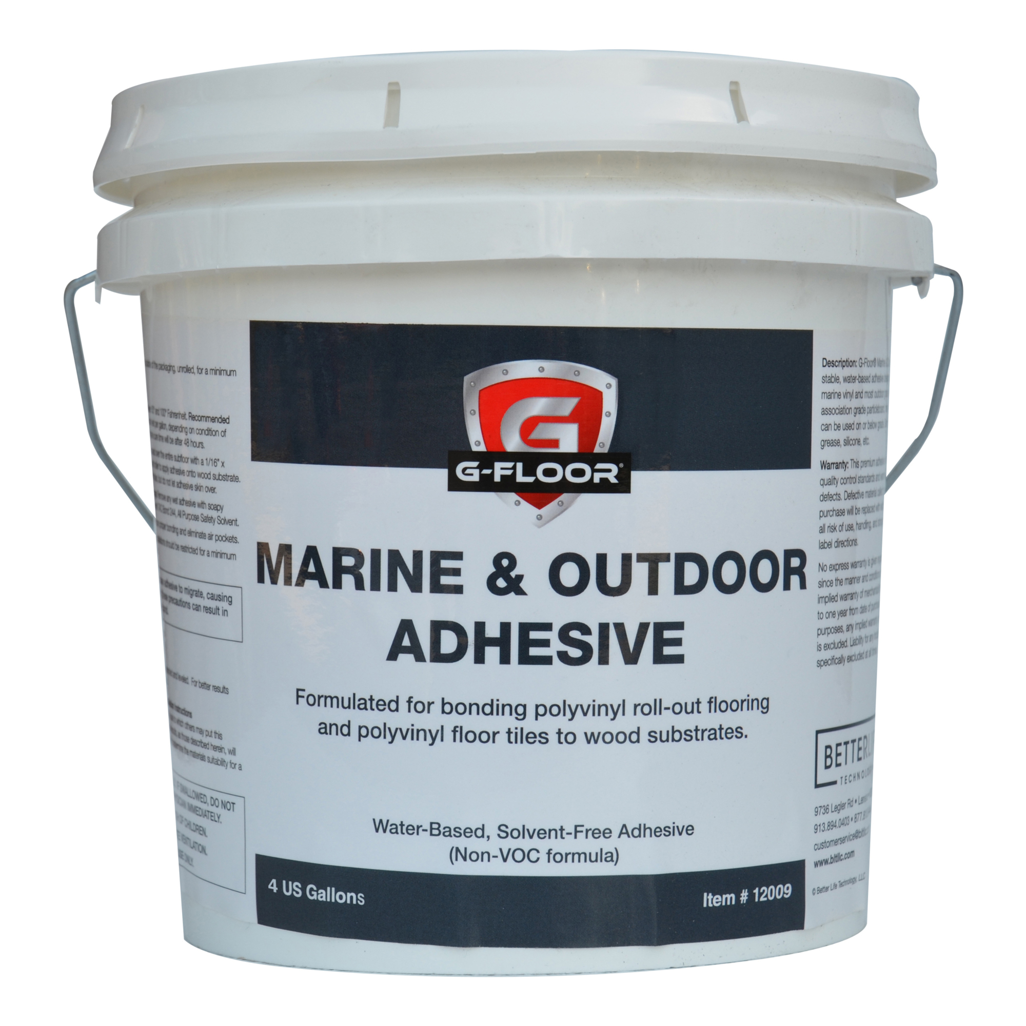 G-Floor, Outdoor Marine Vinyl Flooring Adhesive, Container Size 4 Gal, Coverage Area 160 ft², Model# GFMAO4GAL