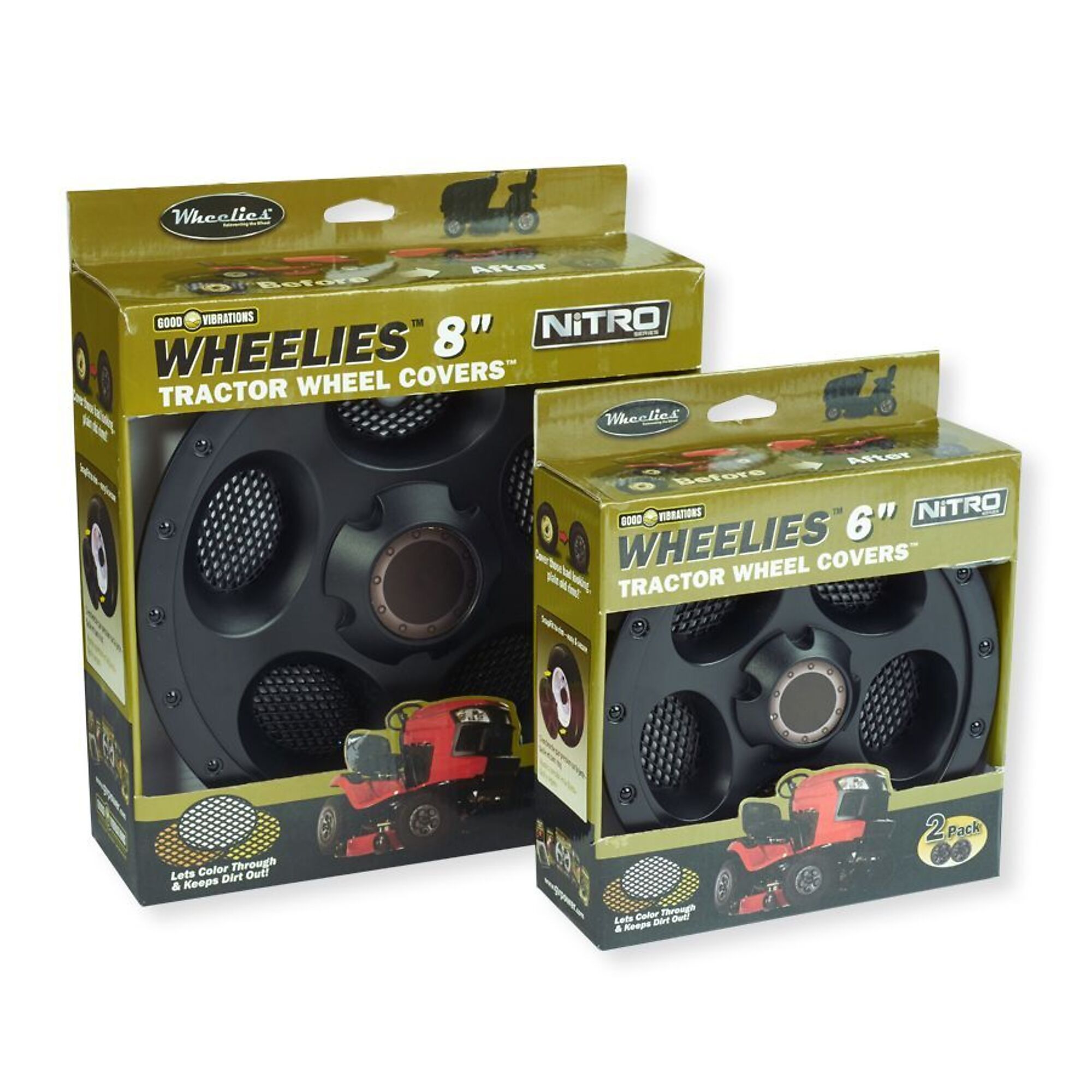 Good Vibrations, 8in. Nitro Tractor Wheel Covers, Diameter 8 in, Material Molded Plastic, Included (qty.) 1 Model# GV288