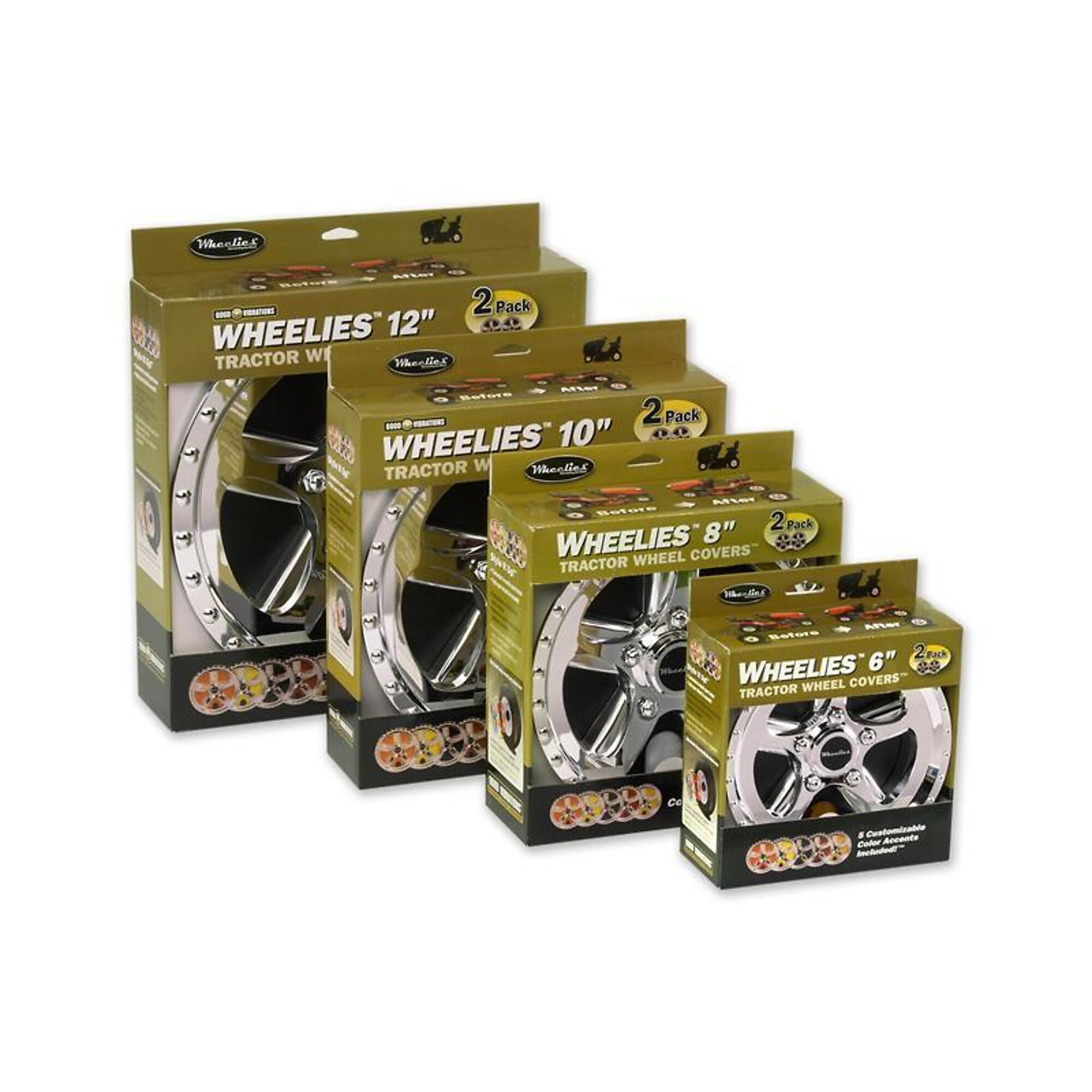 Good Vibrations, 12in. Wheelies Tractor Wheel Covers, Diameter 12 in, Material Molded Plastic, Included (qty.) 1 Model# GV182