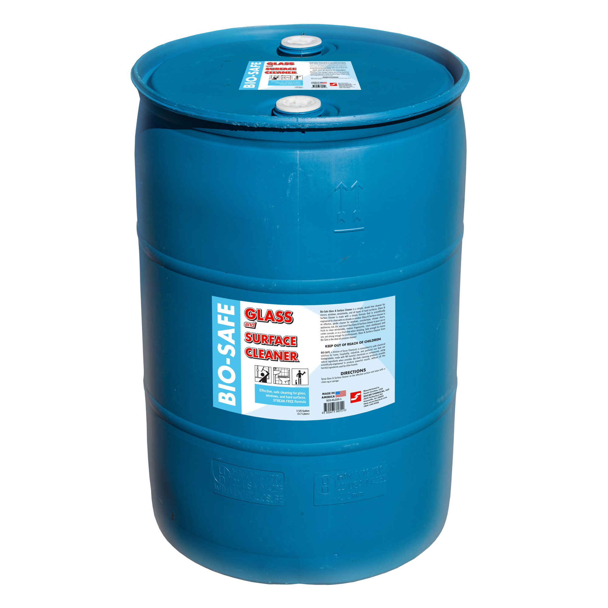SOCAR Bio-Safe Glass Surface Cleaner - Streak-Free, 55 Gal., Model# SCO-XL-220-55