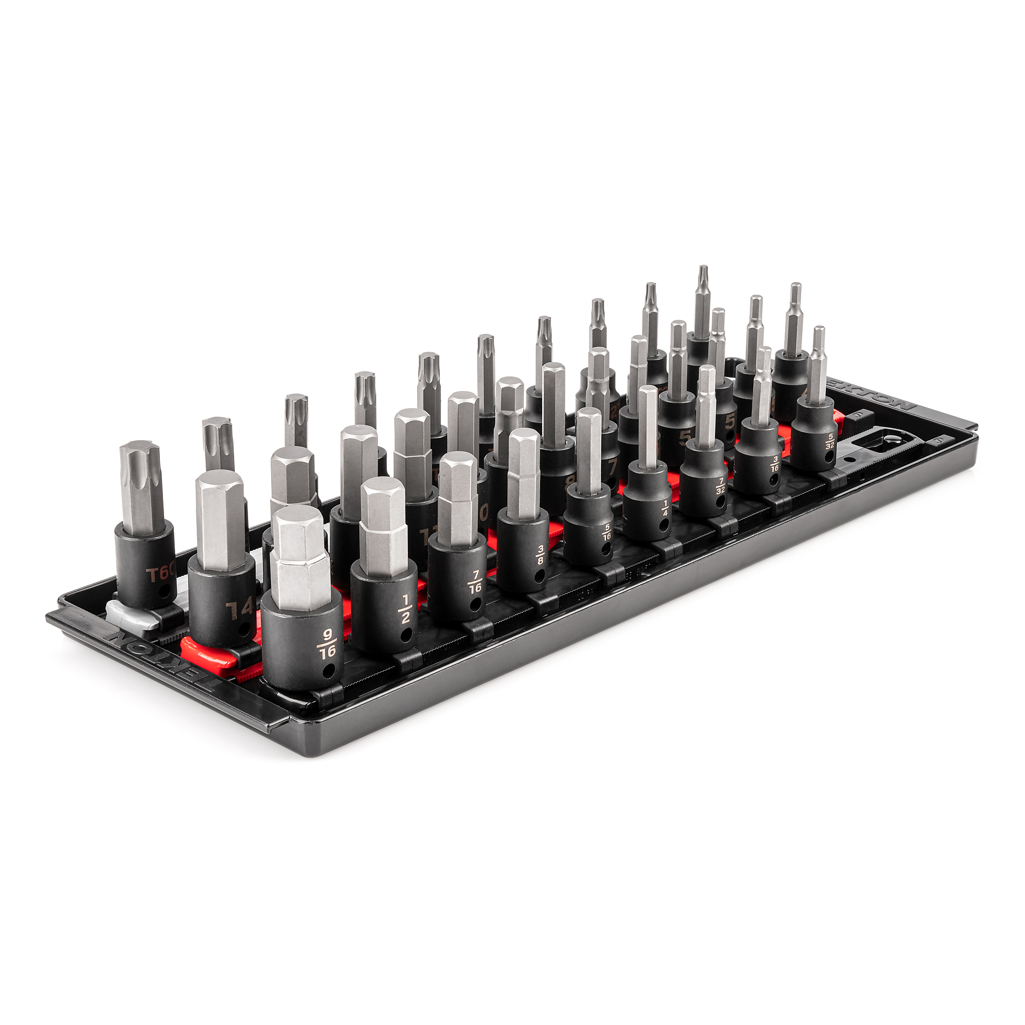 Tekton, 32pc 3/8in. Dr Hex/Torx Imp. Bit Socket Set w/Rail, Pieces (qty ...