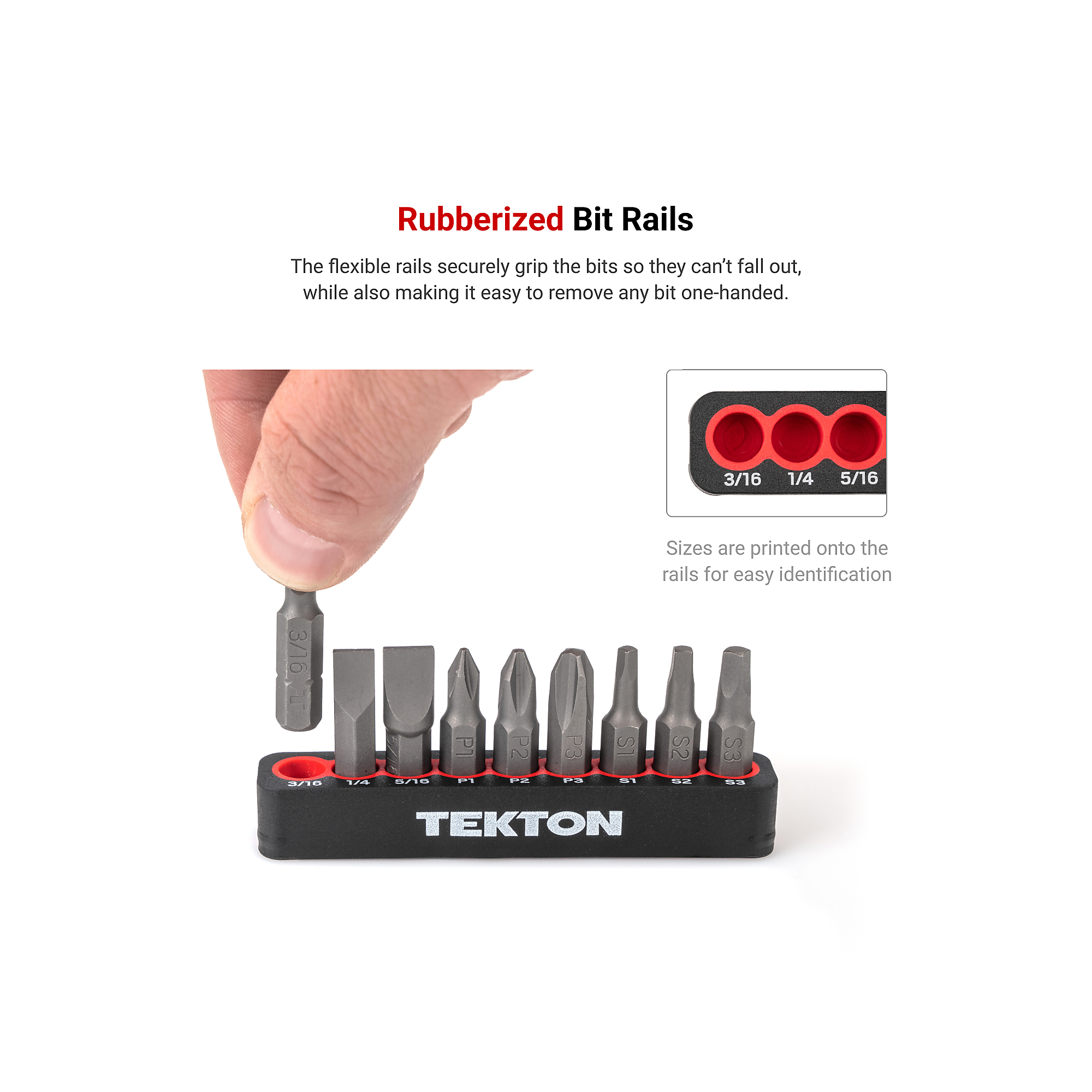 Tekton, 1/4in. Bicycle Bit Set w/Rail (Phil/Slot/Hex/Torx