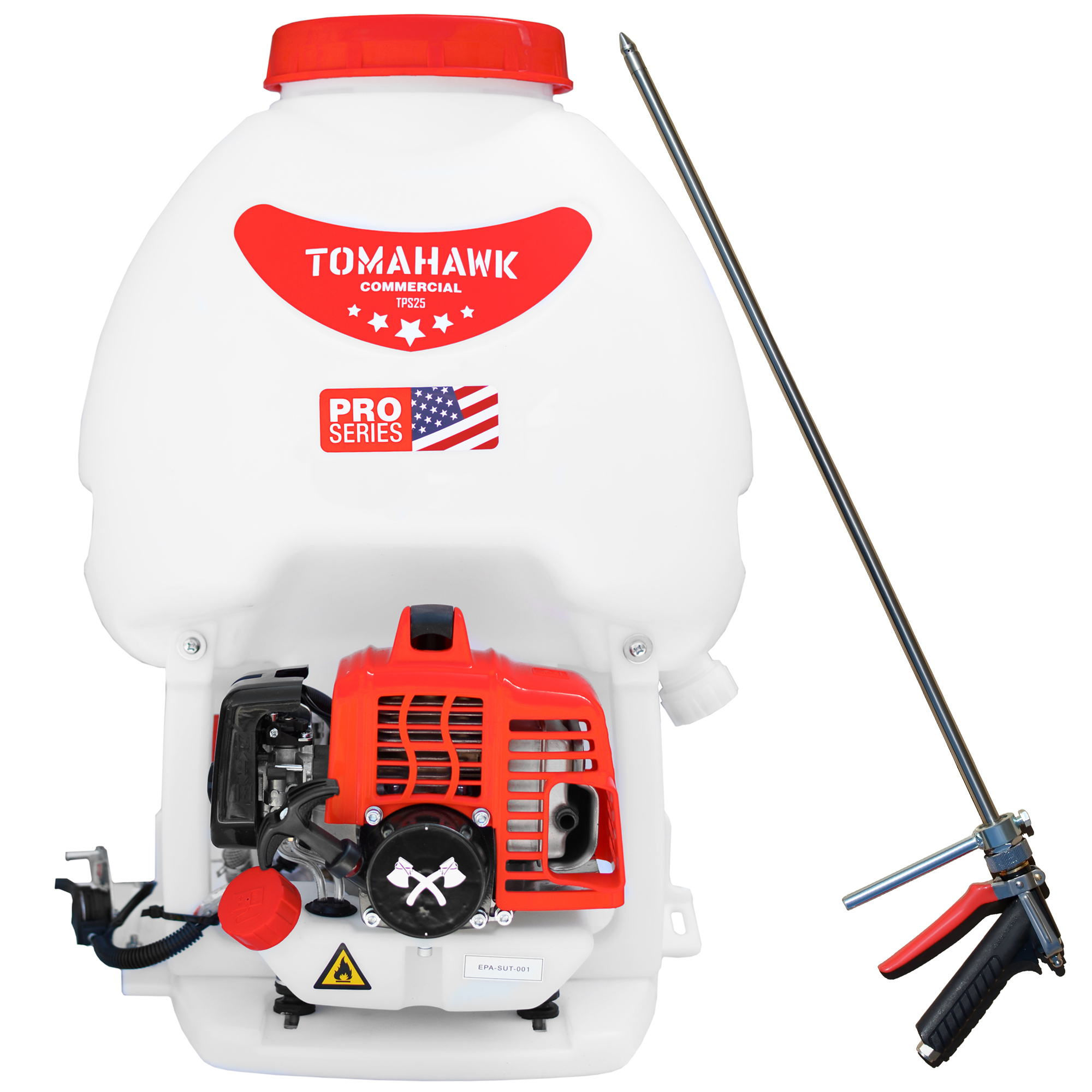 Tomahawk Motorized Backpack Sprayer with Irrigation Rod - 5 Gal. Tank, 2.5 GPM, 450 PSI, Model# TPS25 + IR28