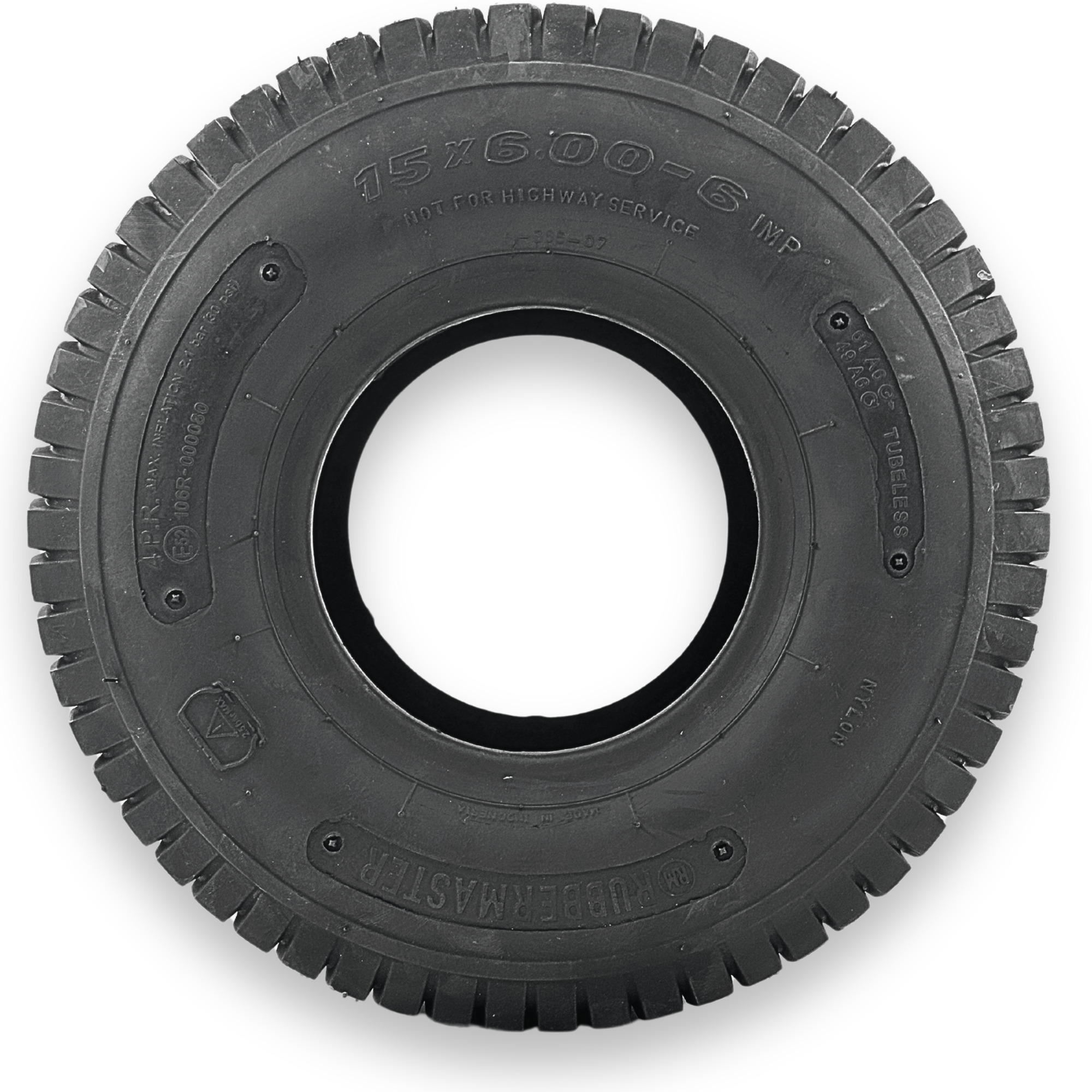 RubberMaster, 4 Ply Turf Tire 15x6.00-6 Tire Diameter 14.88 in, Model# 450170