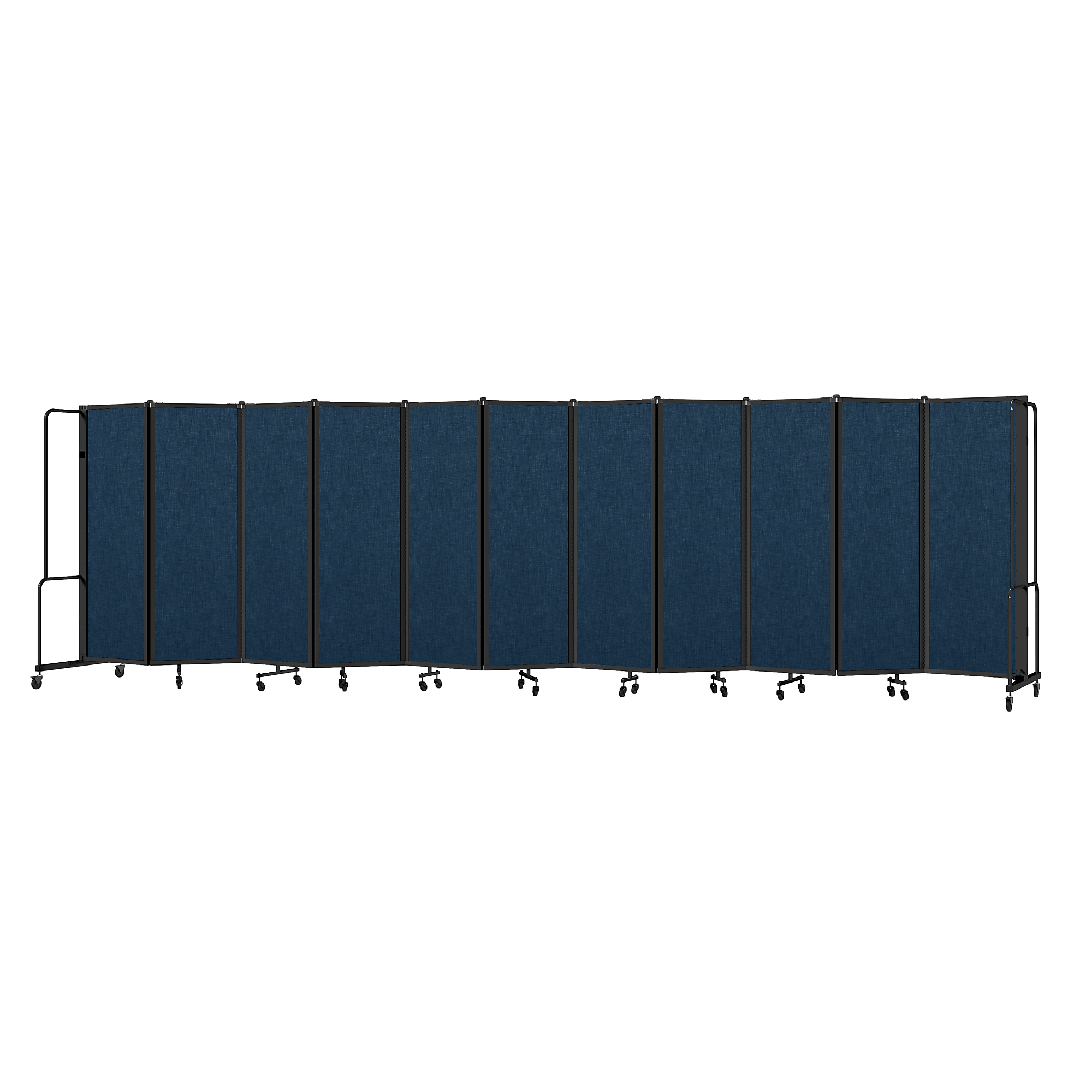 National Public Seating, Room Divider, 6ft.HT,11 Blue PET Panels,Black Frame, Material PET, Height 72 in, Width 27 in, Model# RDB6-11PT04