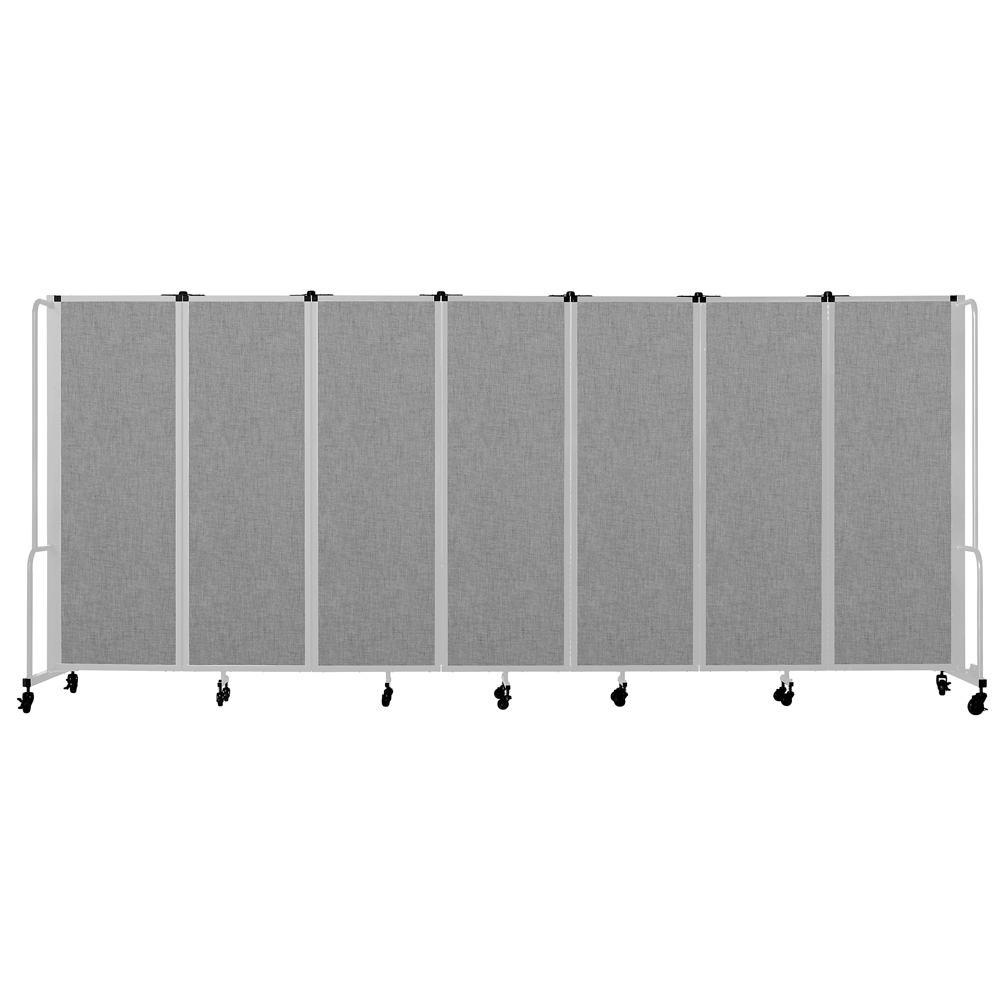 National Public Seating, Room Divider, 6ft.HT,7 Grey PET Panels,Grey Frame, Material PET, Height 72 in, Width 27 in, Model# RDG6-7PT02