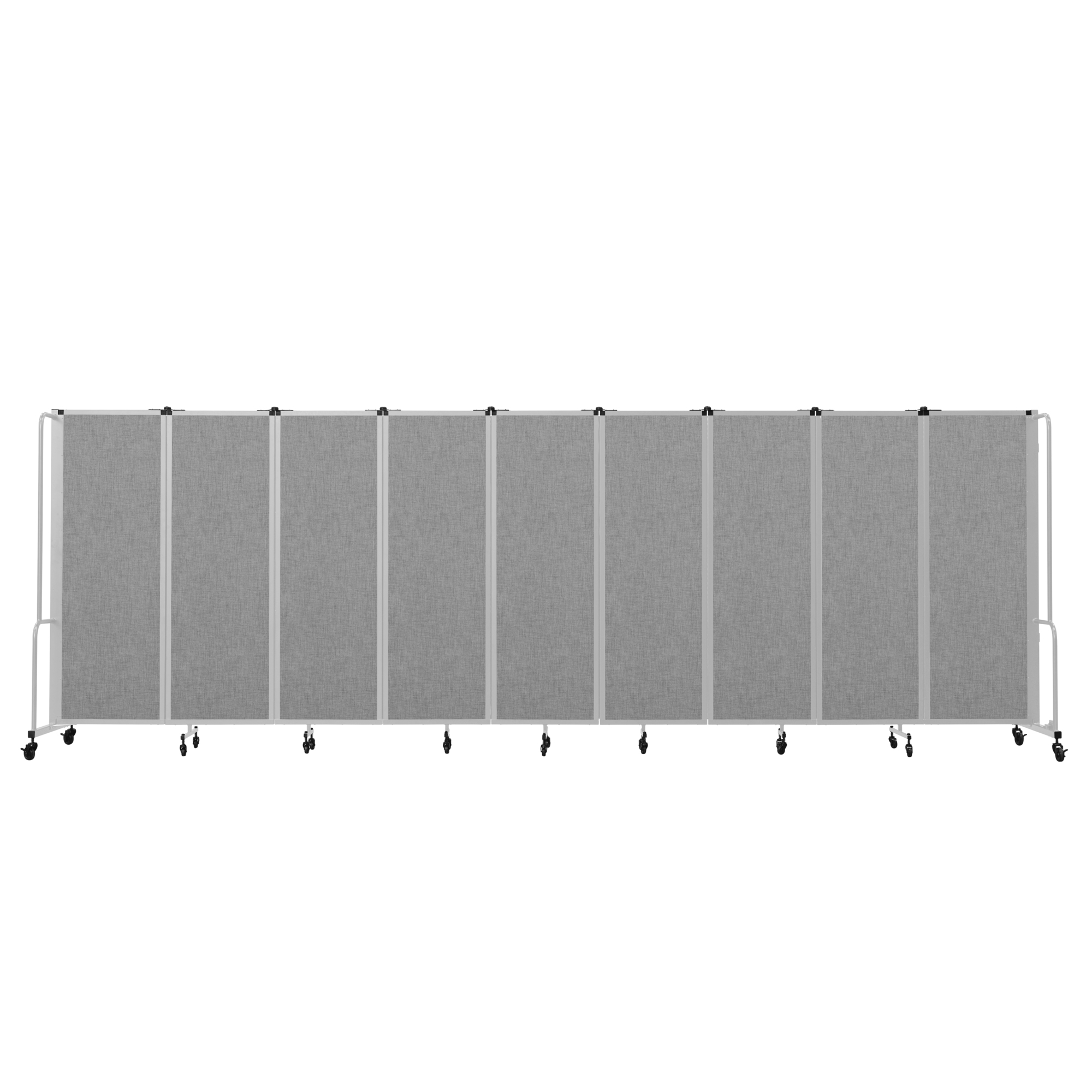 National Public Seating, Room Divider, 6ft.HT,9 Grey PET Panels,Grey Frame, Material PET, Height 72 in, Width 27 in, Model# RDG6-9PT02