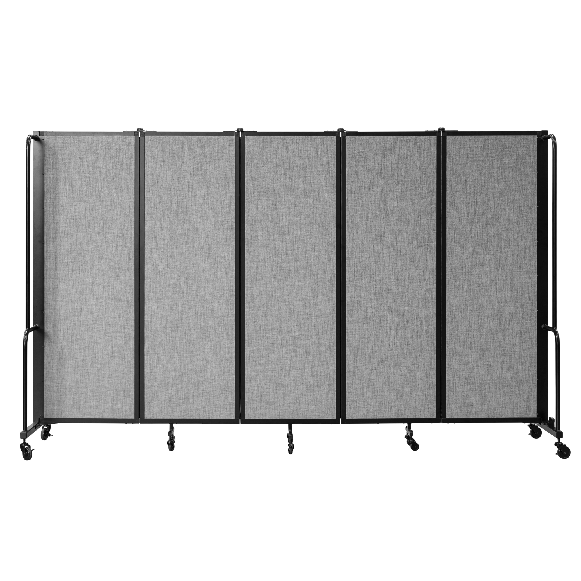 National Public Seating, Room Divider, 6ft.HT,5 Grey PET Panels,Black Frame, Material PET, Height 72 in, Width 27 in, Model# RDB6-5PT02