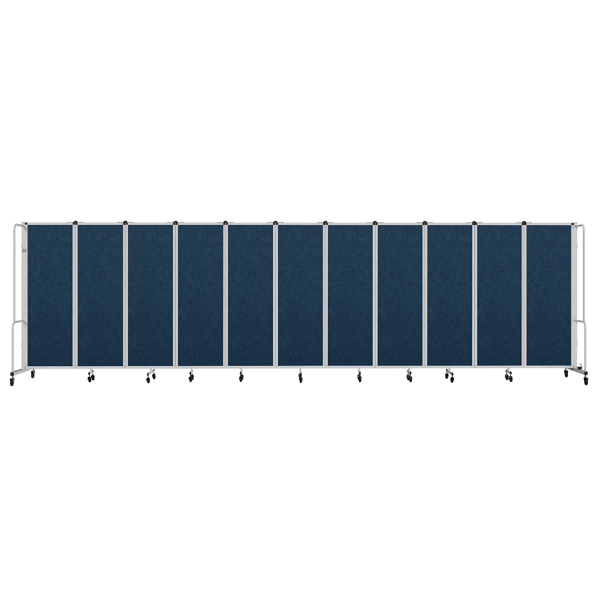 National Public Seating, Room Divider, 6ft.HT,11 Blue PET Panels,Grey Frame, Material PET, Height 72 in, Width 27 in, Model# RDG6-11PT04