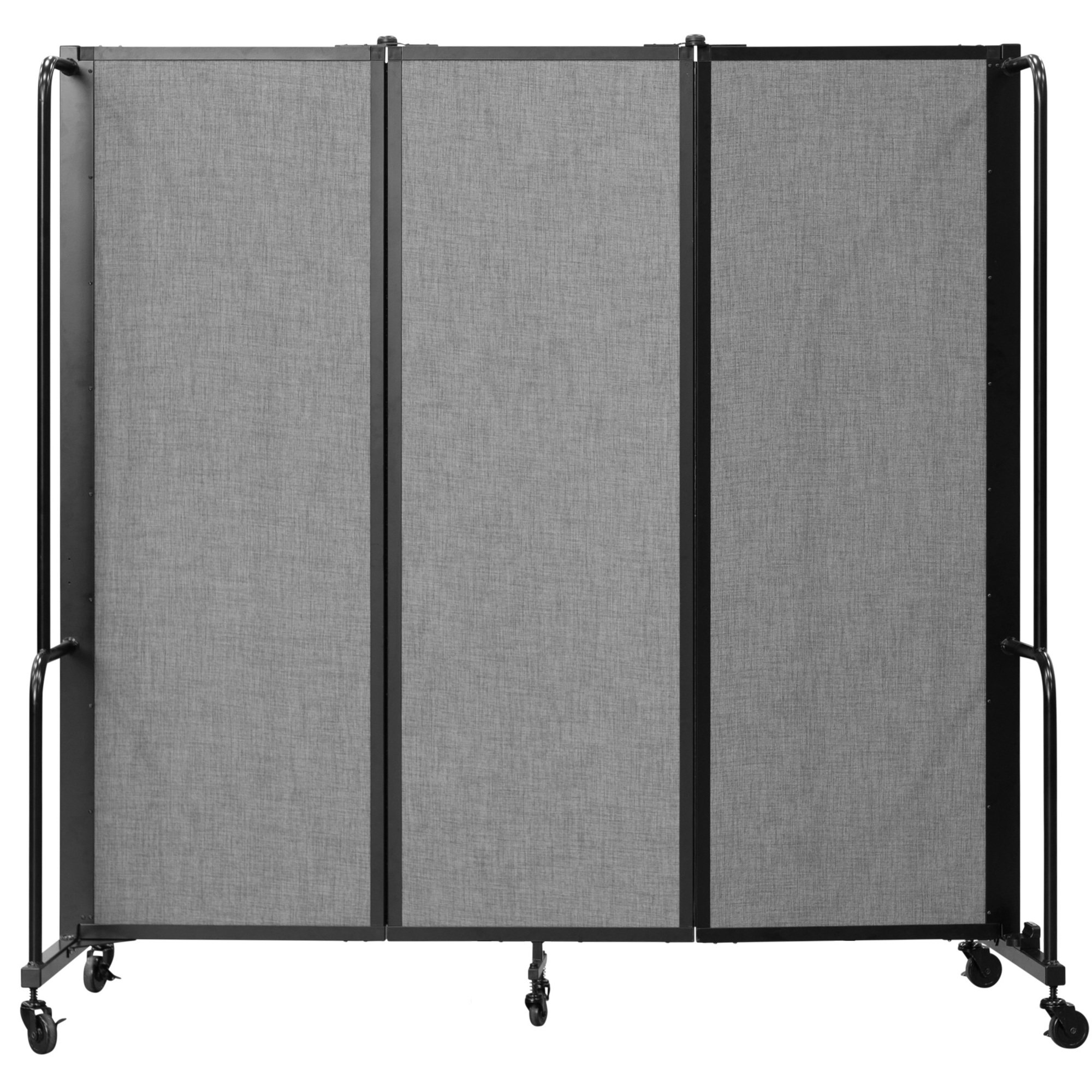 National Public Seating, Room Divider, 6ft.HT,3 Grey PET Panels,Black Frame, Material PET, Height 72 in, Width 27 in, Model# RDB6-3PT02