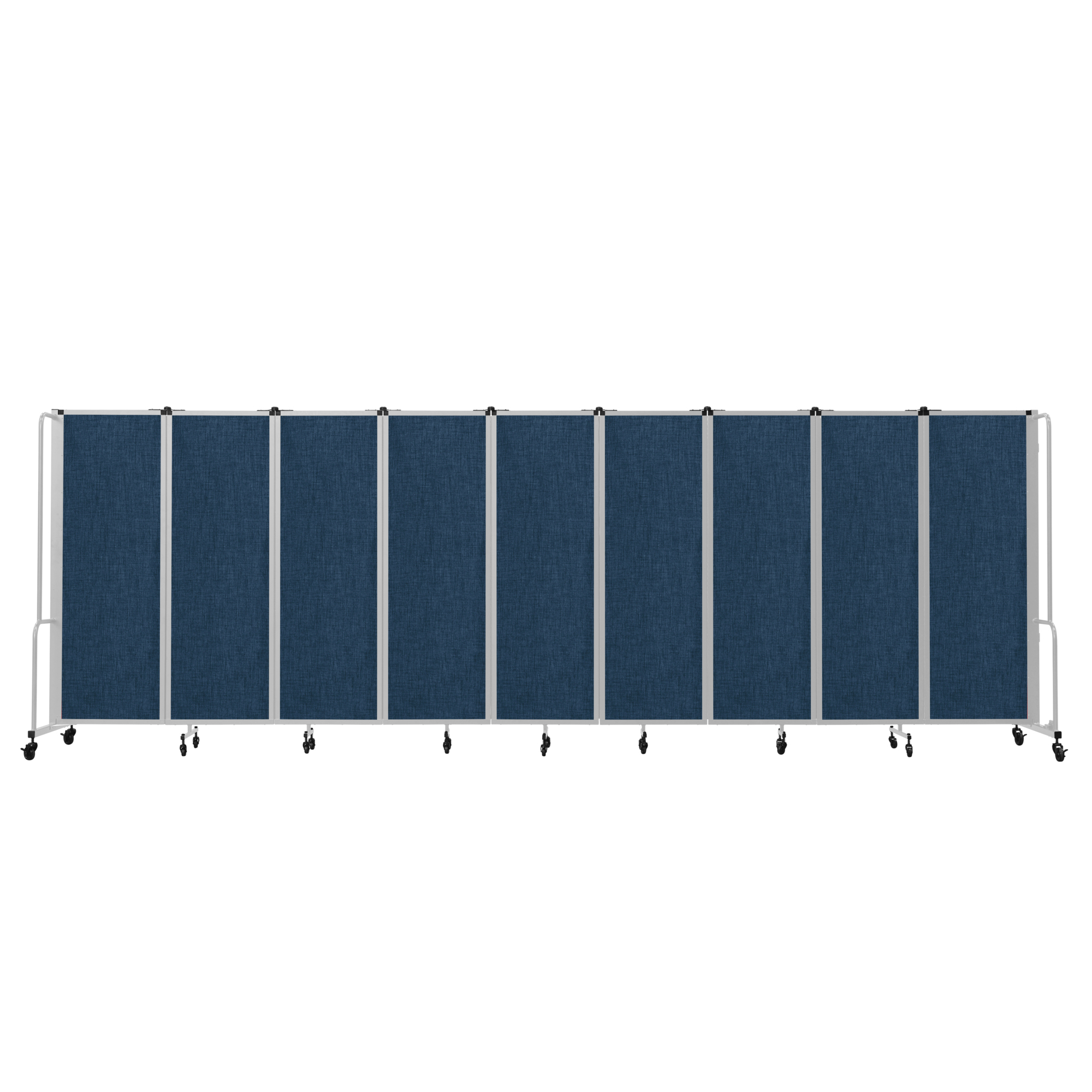 National Public Seating, Room Divider, 6ft.HT,9 Blue PET Panels,Grey Frame, Material PET, Height 72 in, Width 27 in, Model# RDG6-9PT04
