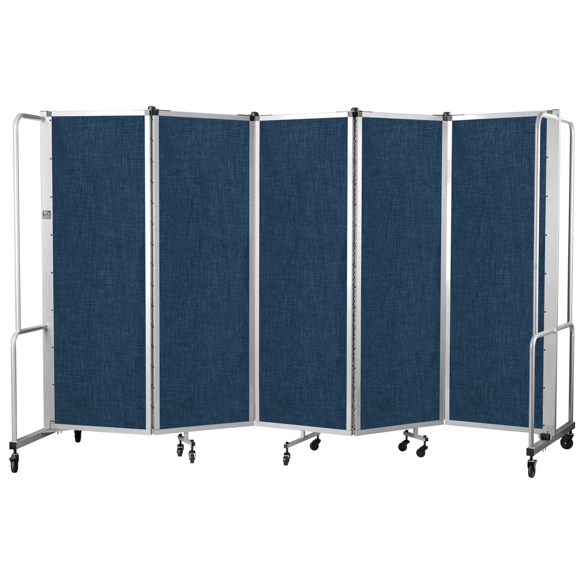 National Public Seating, Room Divider, 6ft.HT,5 Blue PET Panels,Grey Frame, Material PET, Height 72 in, Width 27 in, Model# RDG6-5PT04