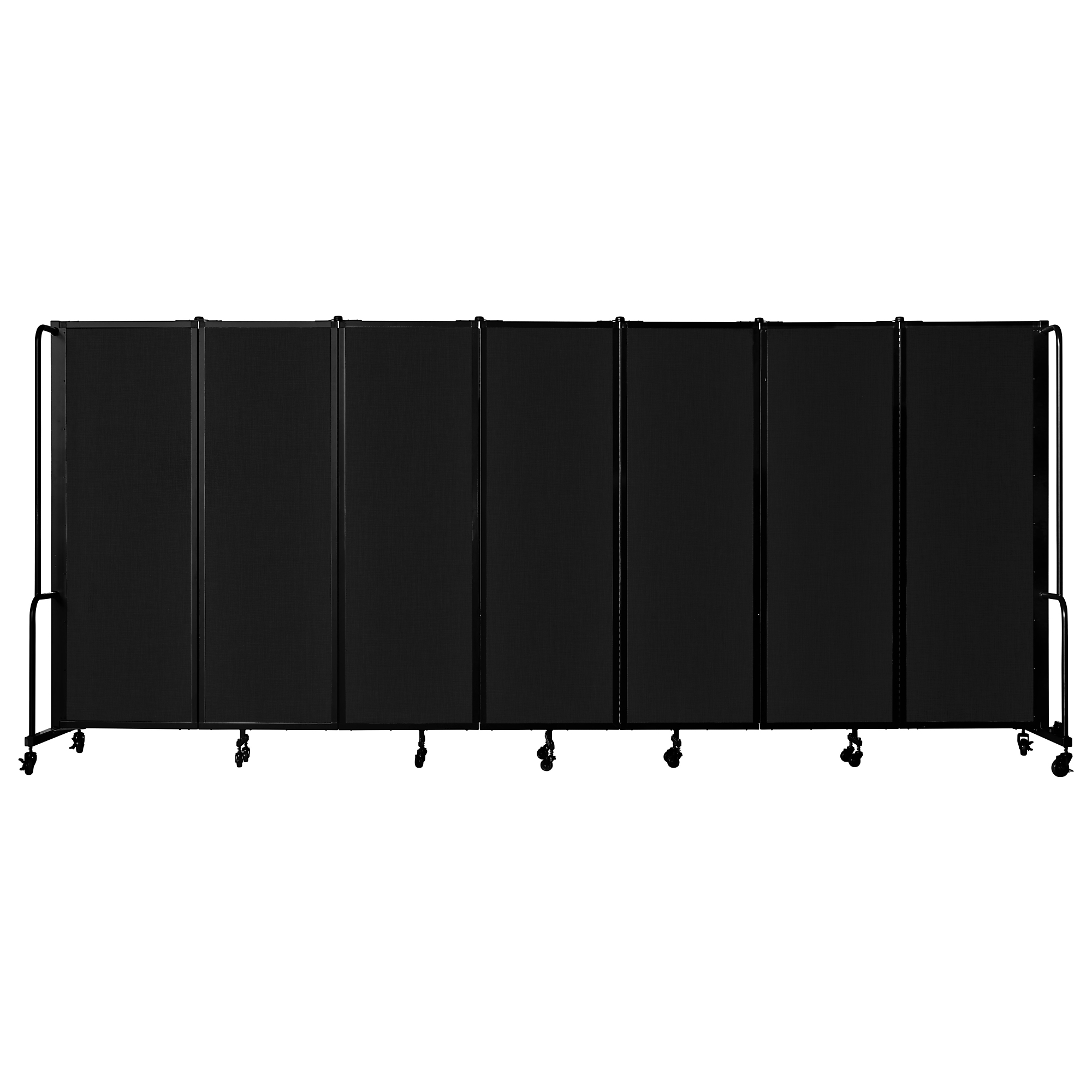 National Public Seating, Room Divider, 6ft.HT,7 Black PET Panels,Black Frame, Material PET, Height 72 in, Width 27 in, Model# RDB6-7PT10