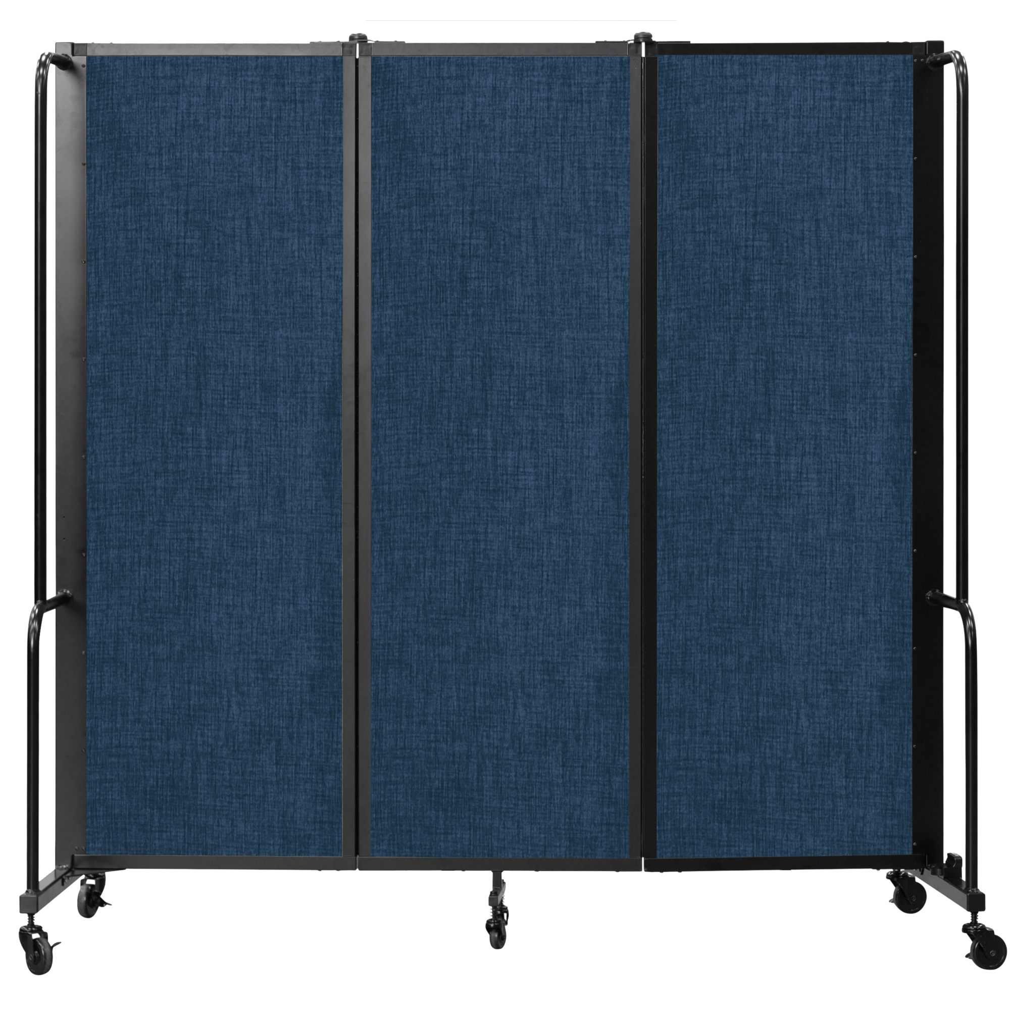 National Public Seating, Room Divider, 6ft.HT,3 Blue PET Panels,Black Frame, Material PET, Height 72 in, Width 27 in, Model# RDB6-3PT04